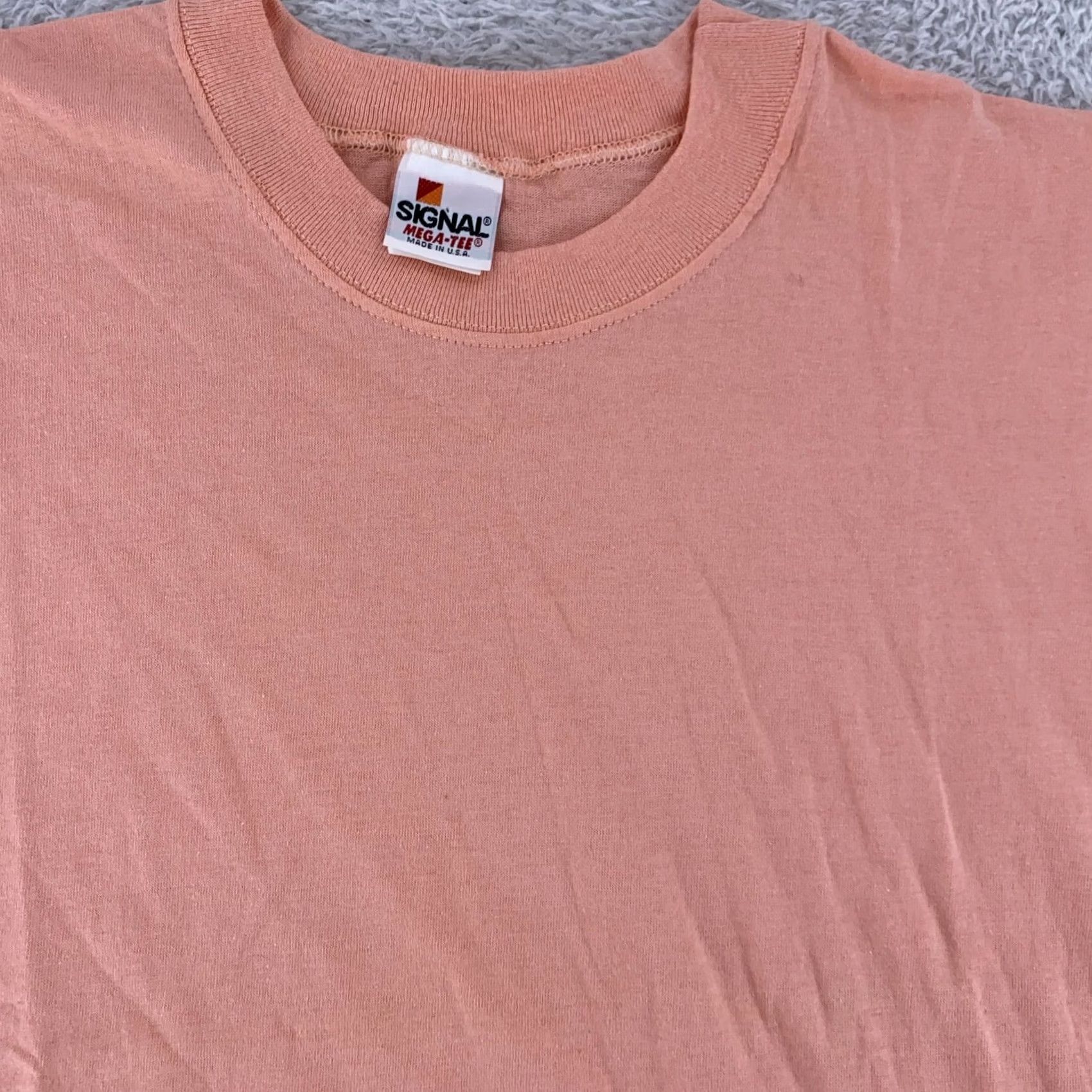 Pinko VINTAGE Signal Shirt Mens CROPPED Large USA Single Stitch tee 90s Pink Cotton Crew Neck Short Sleeve 90s Mens Large Pink Signal Shirt Size US M / EU 48-50 / 2 - 2 Thumbnail