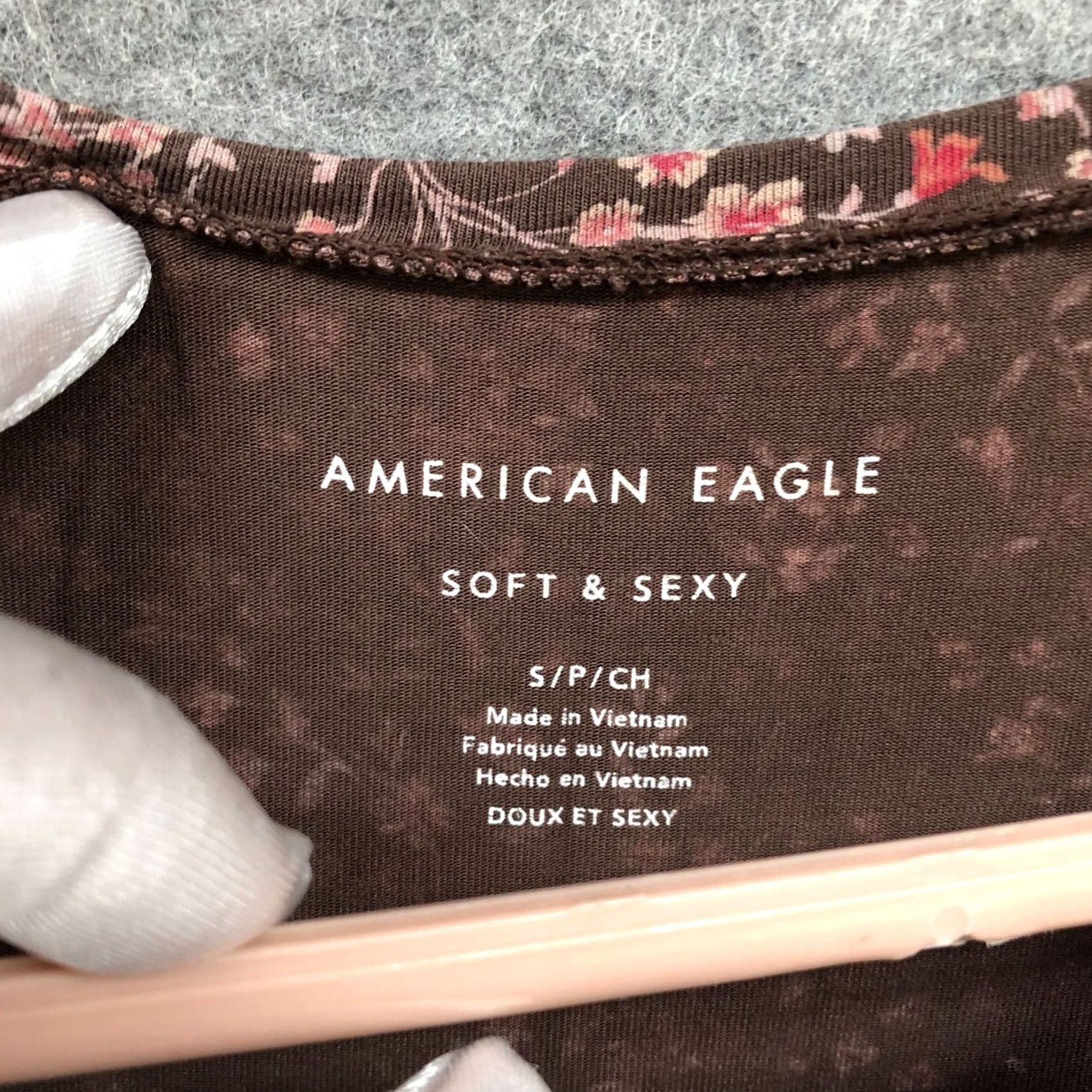 American Eagle Outfitters American Eagle Tank Top Womens S Brown Floral Round Neck Jersey Size S / US 4 / IT 40 - 5 Thumbnail