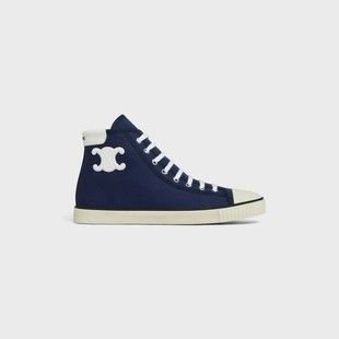 Celine o1bcso1str0724 Mid Lace Up Sneaker Canvas & Calfskin in Navy Size US 8 / IT 38 - 1 Thumbnail