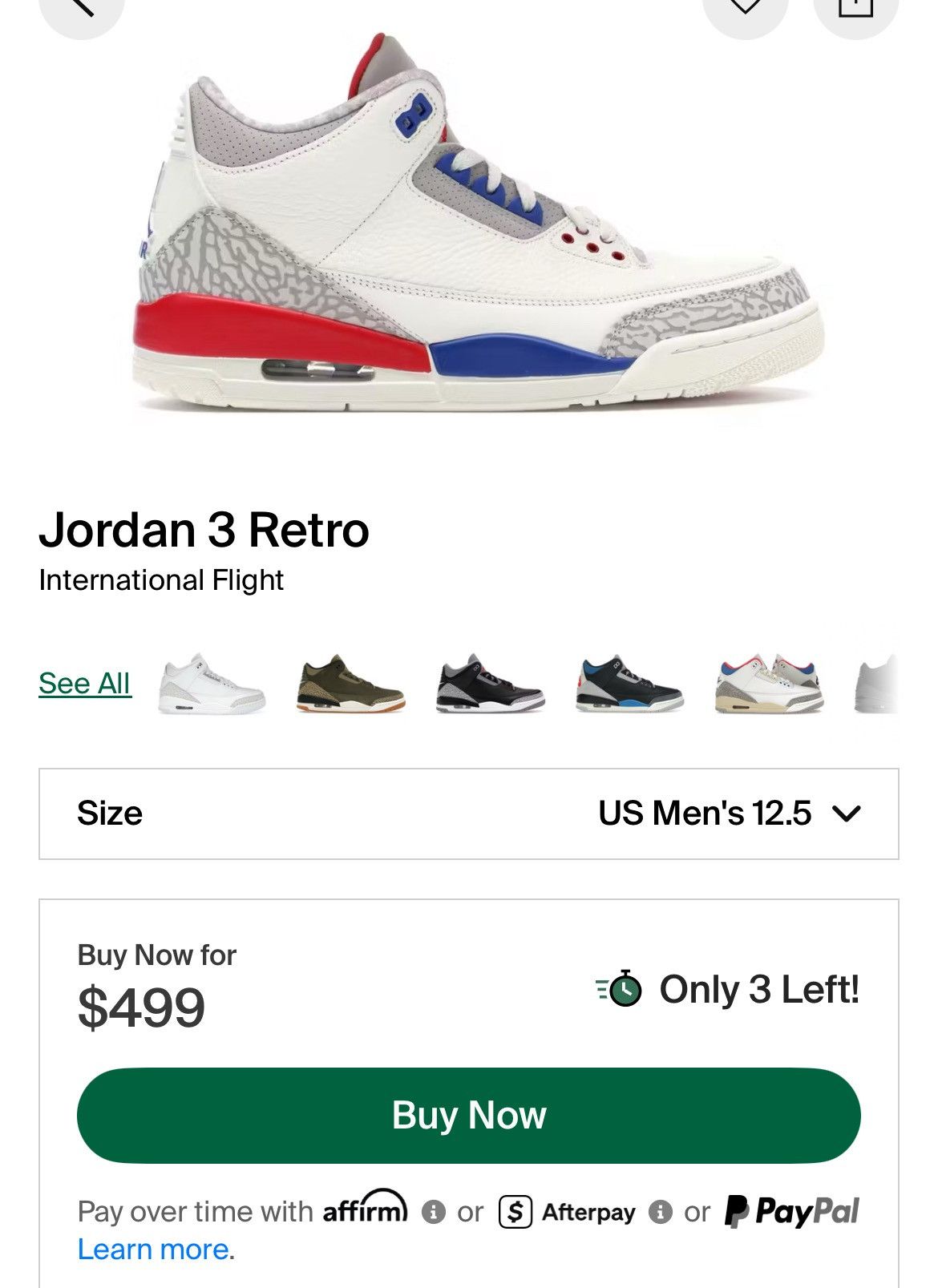 Jordan Brand Jordan 3 Retro “International Flight” Size US 12.5 / EU 45-46 - 7 Thumbnail