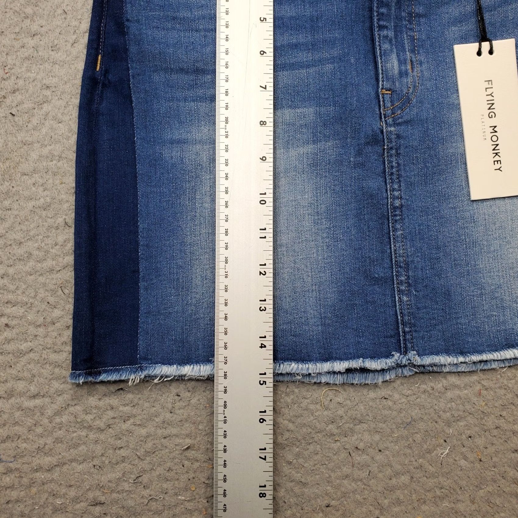 Vintage Flying Monkey Denim Skirt Womens 30 Two Tone Blue Stretch Mini Shorts? Size 30" / US 8 / IT 44 - 4 Thumbnail