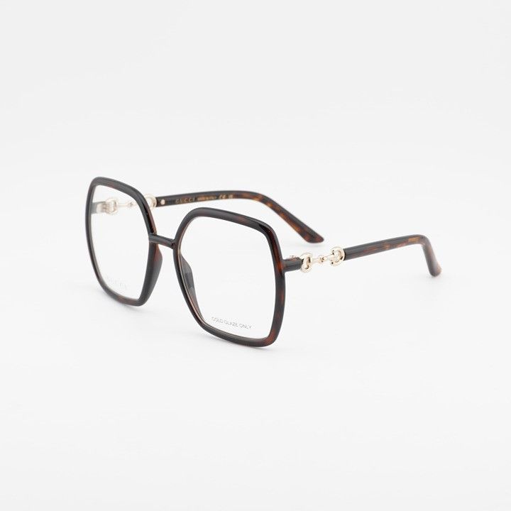 Gucci GG0890O 002 Eyeglasses Havana 55mm Square Frame