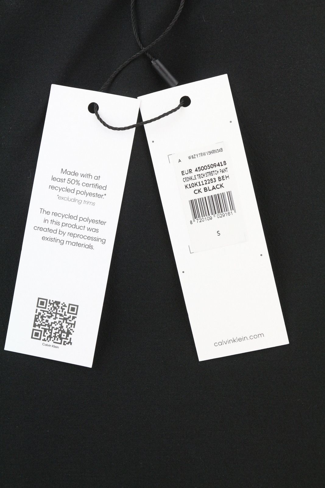 Calvin Klein CRINKLE TECH STRETCH S Black Elastic Waist Pants 84978 Size US 30 / EU 46 - 6 Thumbnail