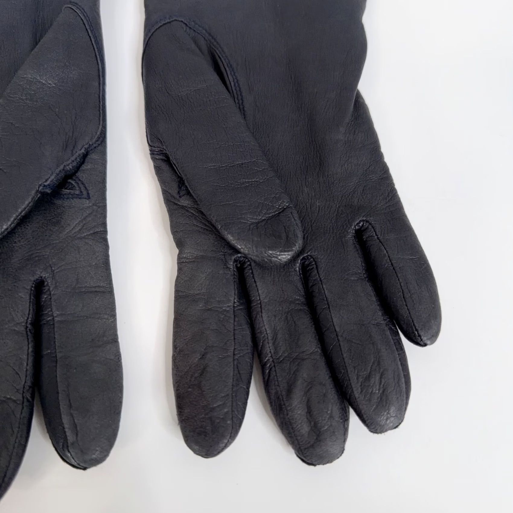 Vintage VINTAGE Fownes Leather Gloves Womens 7 Black Lined Genuine Leather Winter Knit Driving Size ONE SIZE - 5 Thumbnail