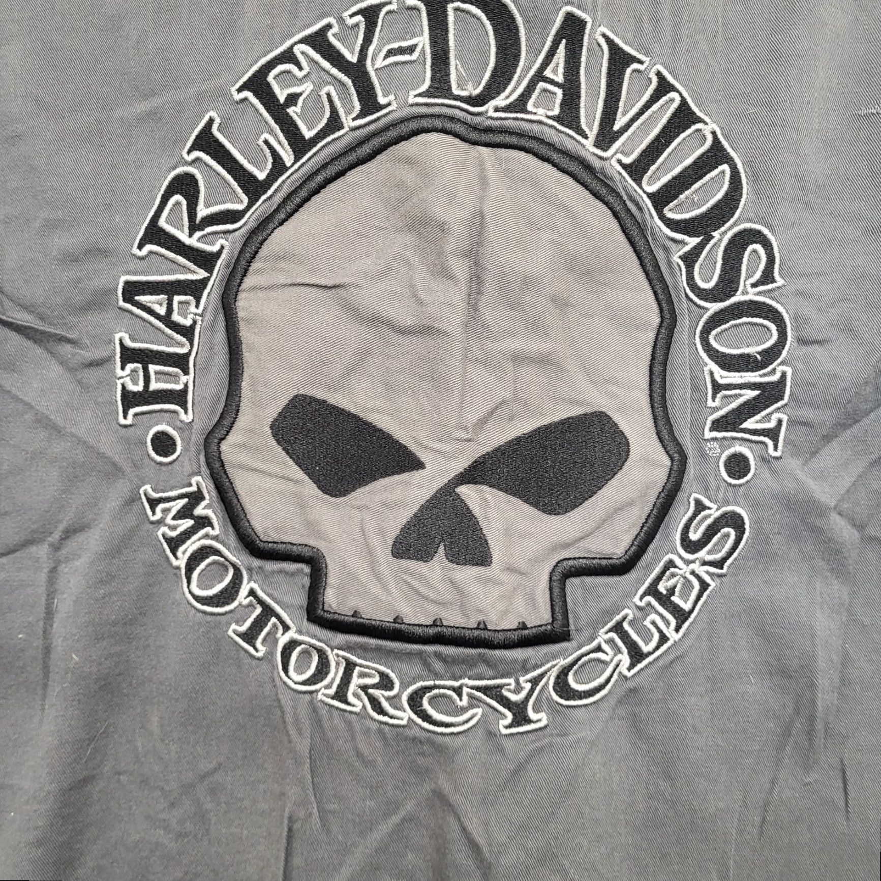 Harley Davidson Harley-Davidson Shirt Men's 2XL Gray Vest Sleeveless Willie G Skull Embroidered Button-Down Collared Biker Size US XXL / EU 58 / 5 - 6 Thumbnail