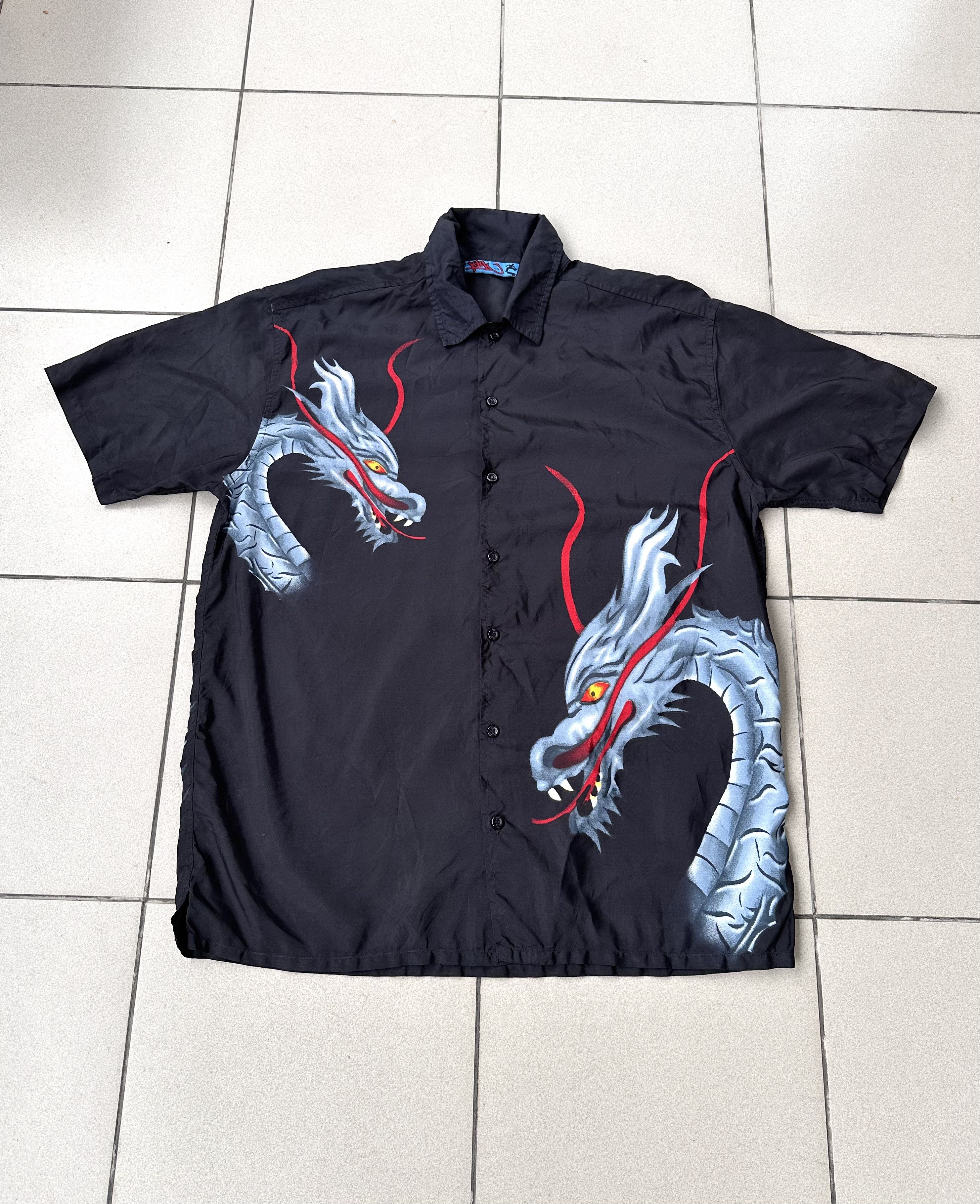 Vintage Vintage Kick Ass skate shirt hawaii dragons y2k Size US L / EU 52-54 / 3 - 1 Thumbnail