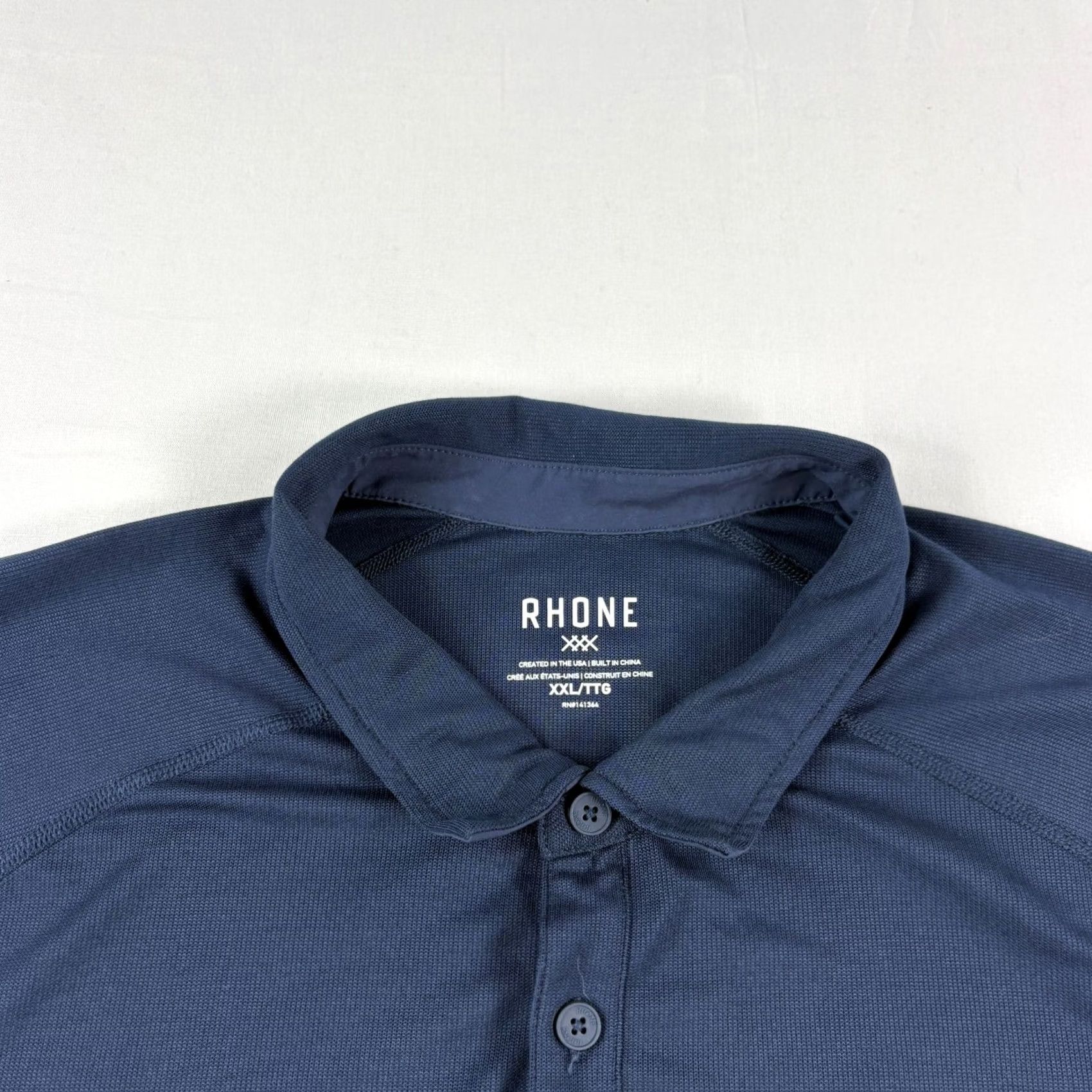 Rhone Rhone Shirt Mens 2XL Blue Delta Pique Polo Short Sleeve Golf Performance Shirt Size US XXL / EU 58 / 5 - 2 Thumbnail