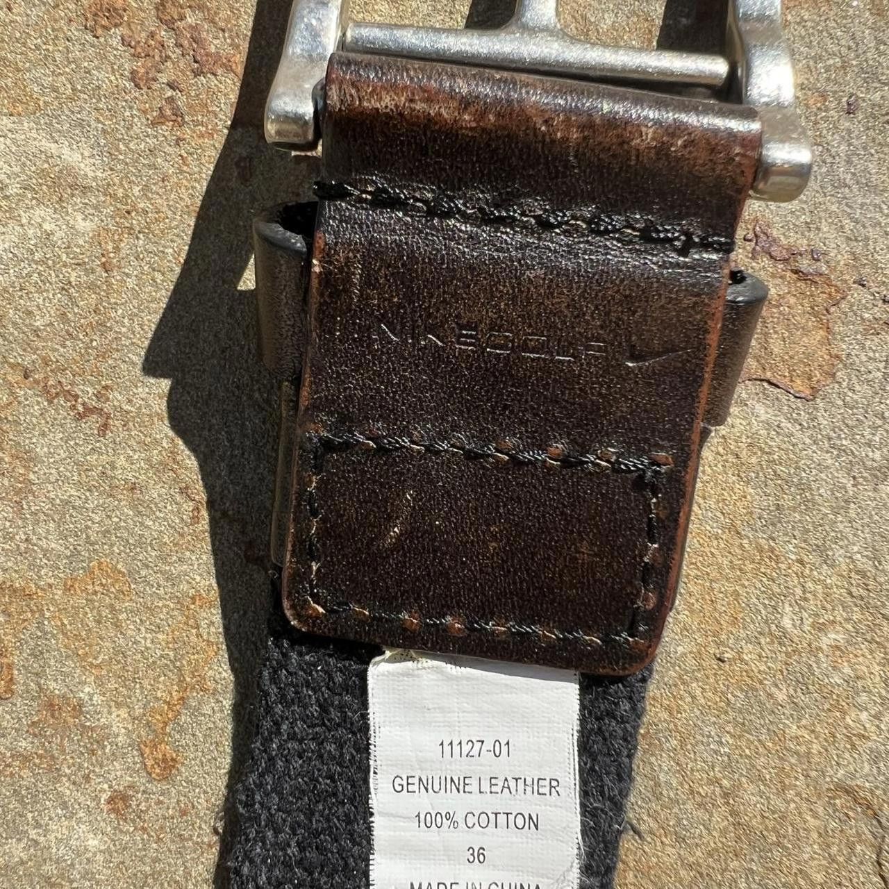 Nike Nike Black Canvas Brown Leather Belt Size ONE SIZE - 7 Thumbnail