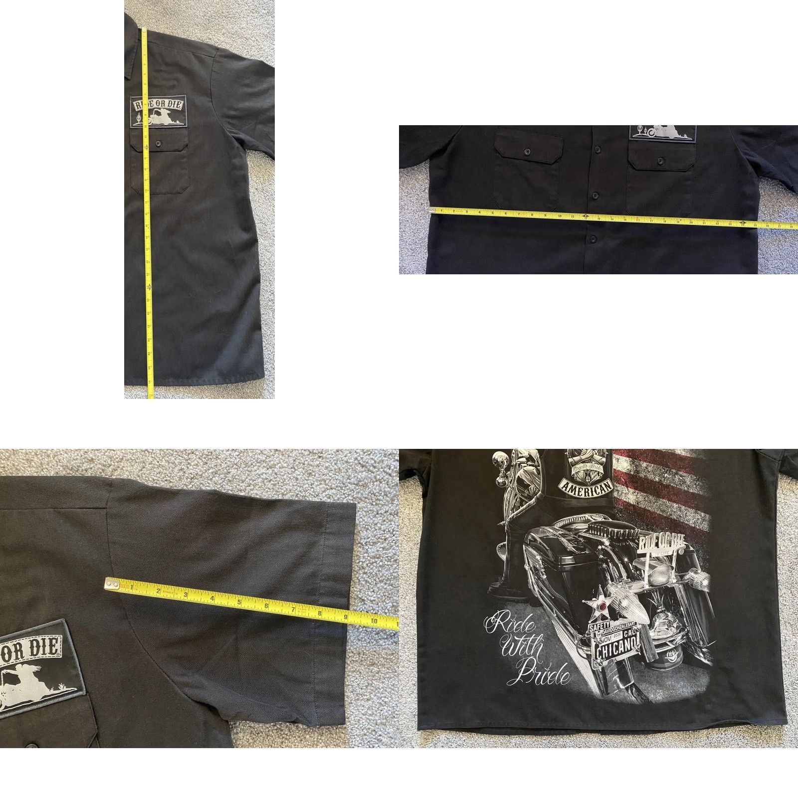 Vintage VINTAGE Ride Or Die Motorcycle T Shirt Men’s L Black Button-Up Short Sleeve Mens Motorcycle Biker Art Size US L / EU 52-54 / 3 - 8 Thumbnail