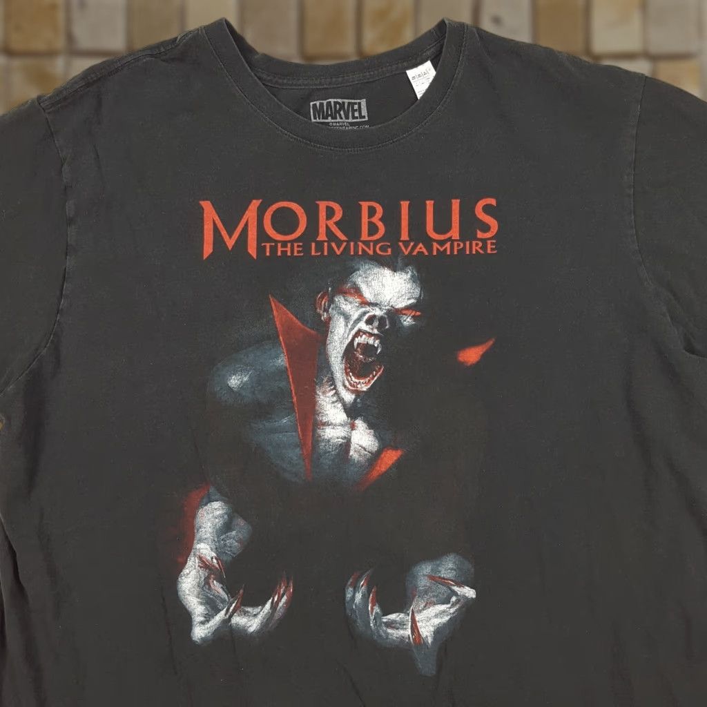 Vintage VINTAGE Morbius Marvel Mens 3XLT T-Shirt Black Short Sleeve Crew Neck Graphic Print 90s Cartoon Movie Retro Vampire Size US XXL / EU 58 / 5 - 1 Thumbnail