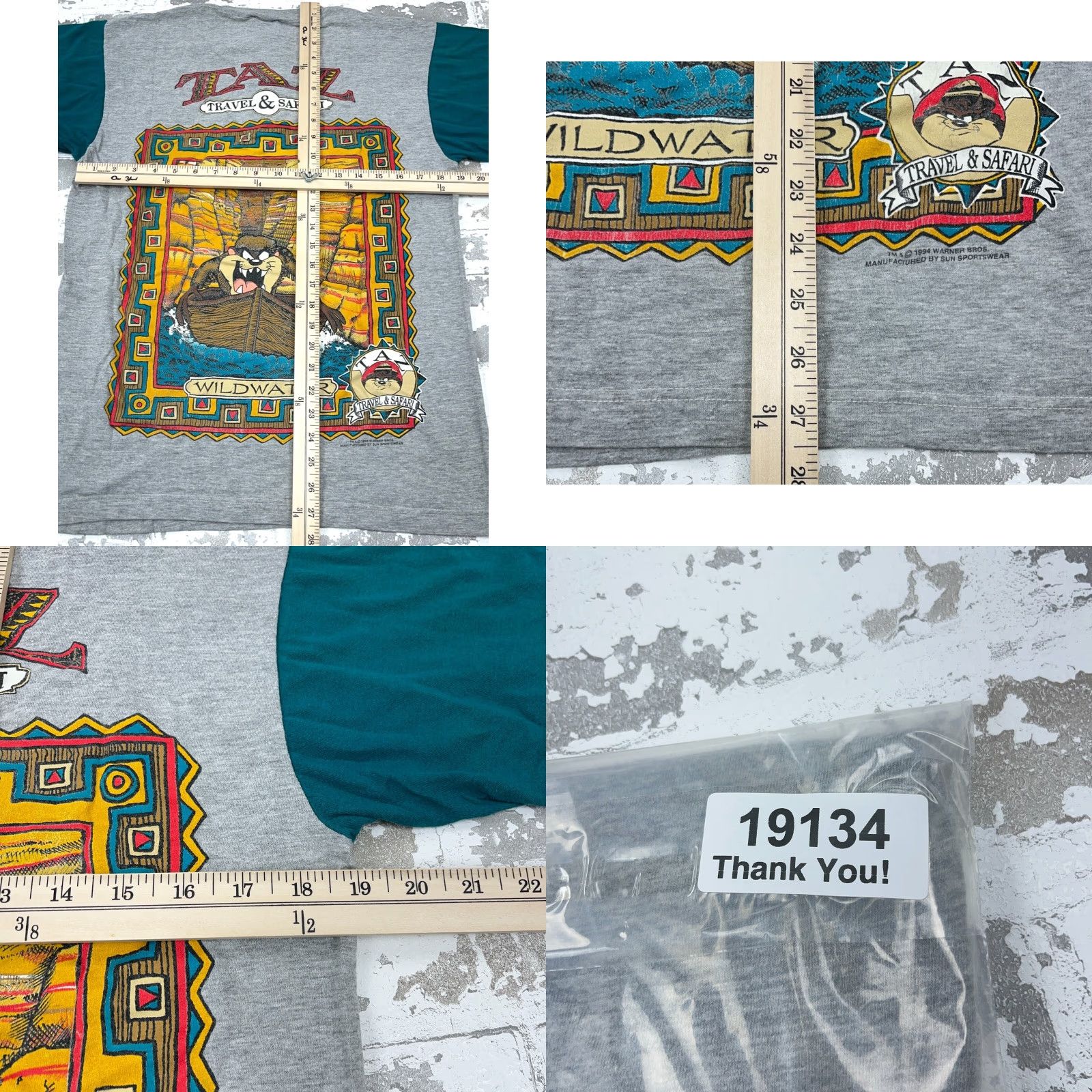 Vintage VINTAGE Sun Shirt Men M Gray 90s Looney Tunes Taz Henley Tasmanian Devil Graphic Print Logo Cotton Knit Short Sleeve Vintage Classic Grunge 90s Mens Size US M / EU 48-50 / 2 - 9 Thumbnail