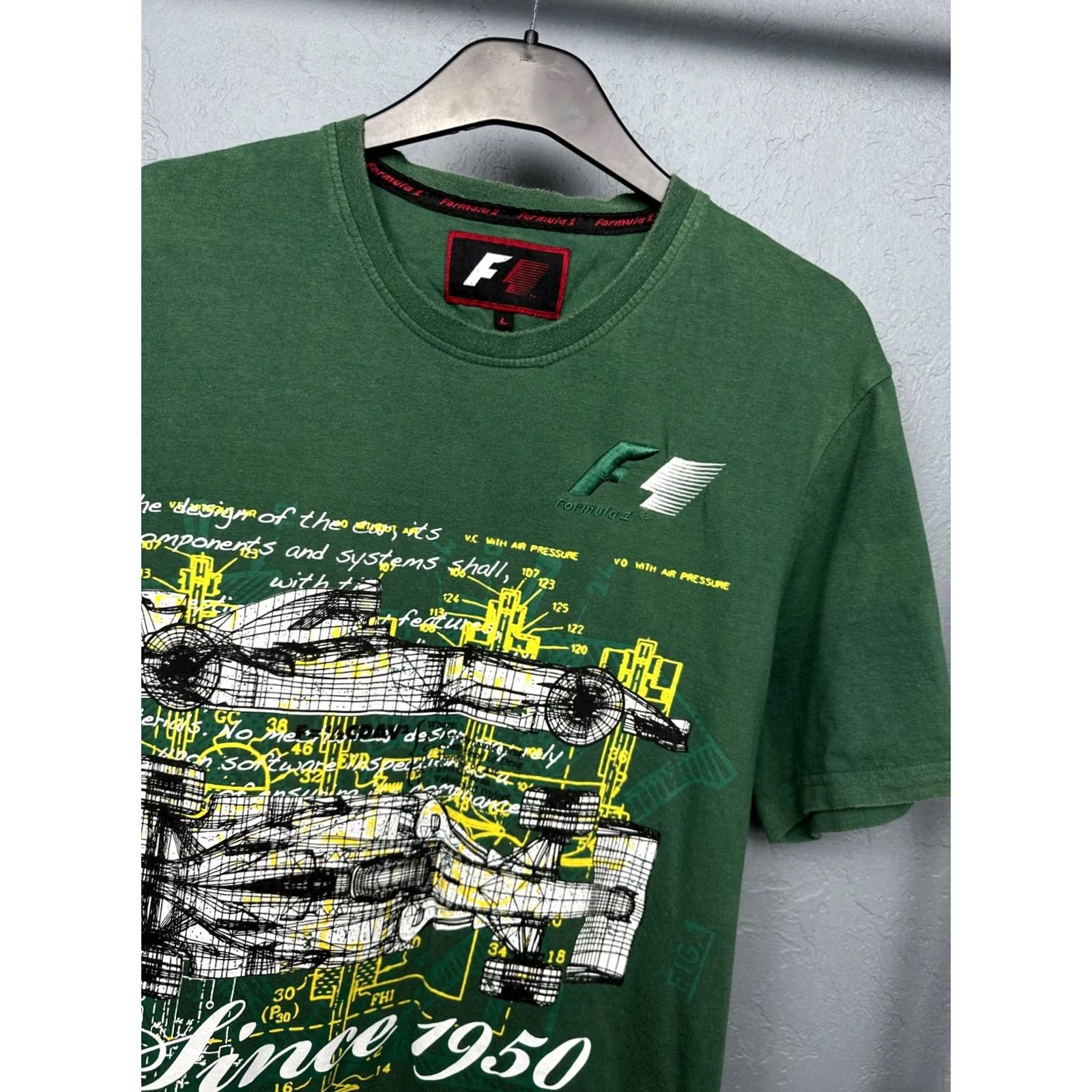 Vintage Formula 1 Vintage Mens T-Shirt Size L Green Crew Neck Short Sleeve Cotton Graphic Print Shirts Mens Size US L / EU 52-54 / 3 - 2 Thumbnail