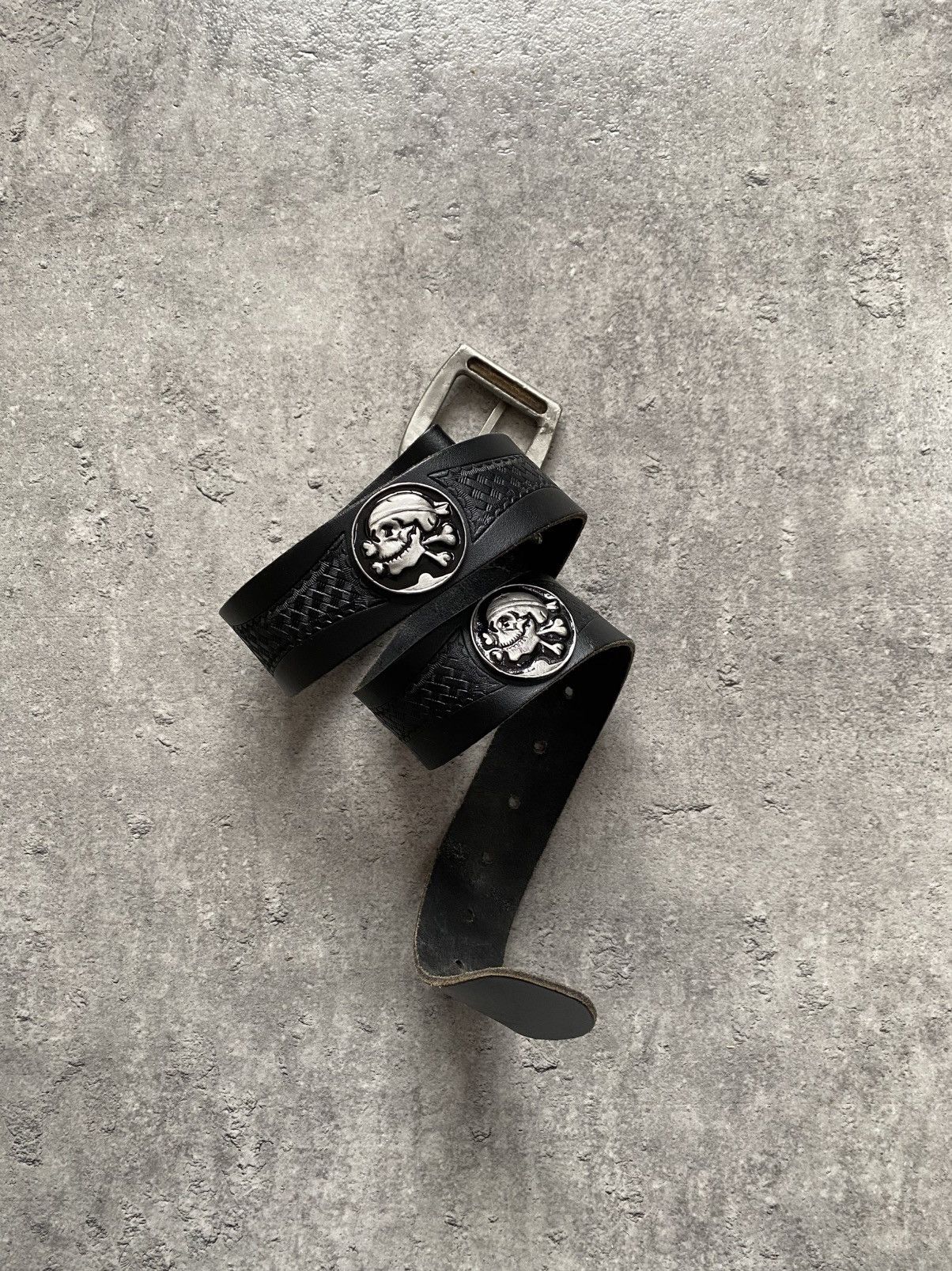 Vintage Black Leather Metallic Skull Texas Usa