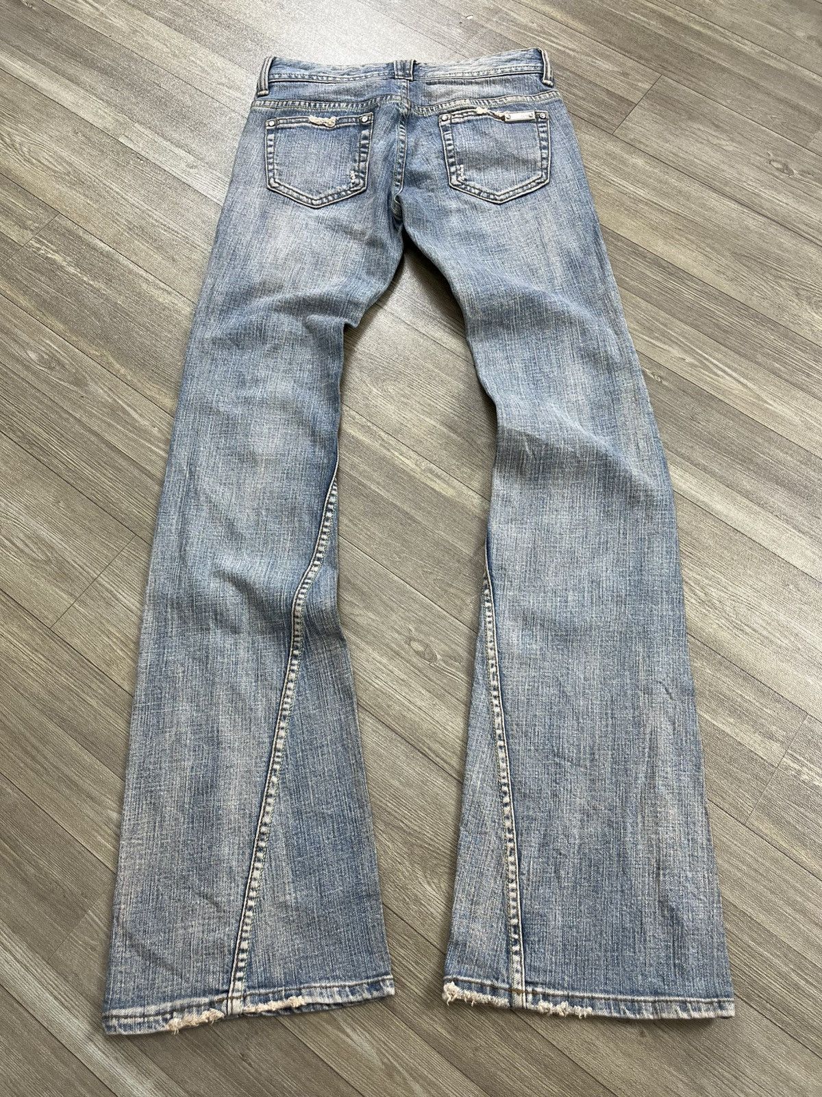 Japanese Brand 2000s Zazie Mudmax Distressed Bootcut Flared Jeans Lgb Style Size US 27 - 15 Thumbnail