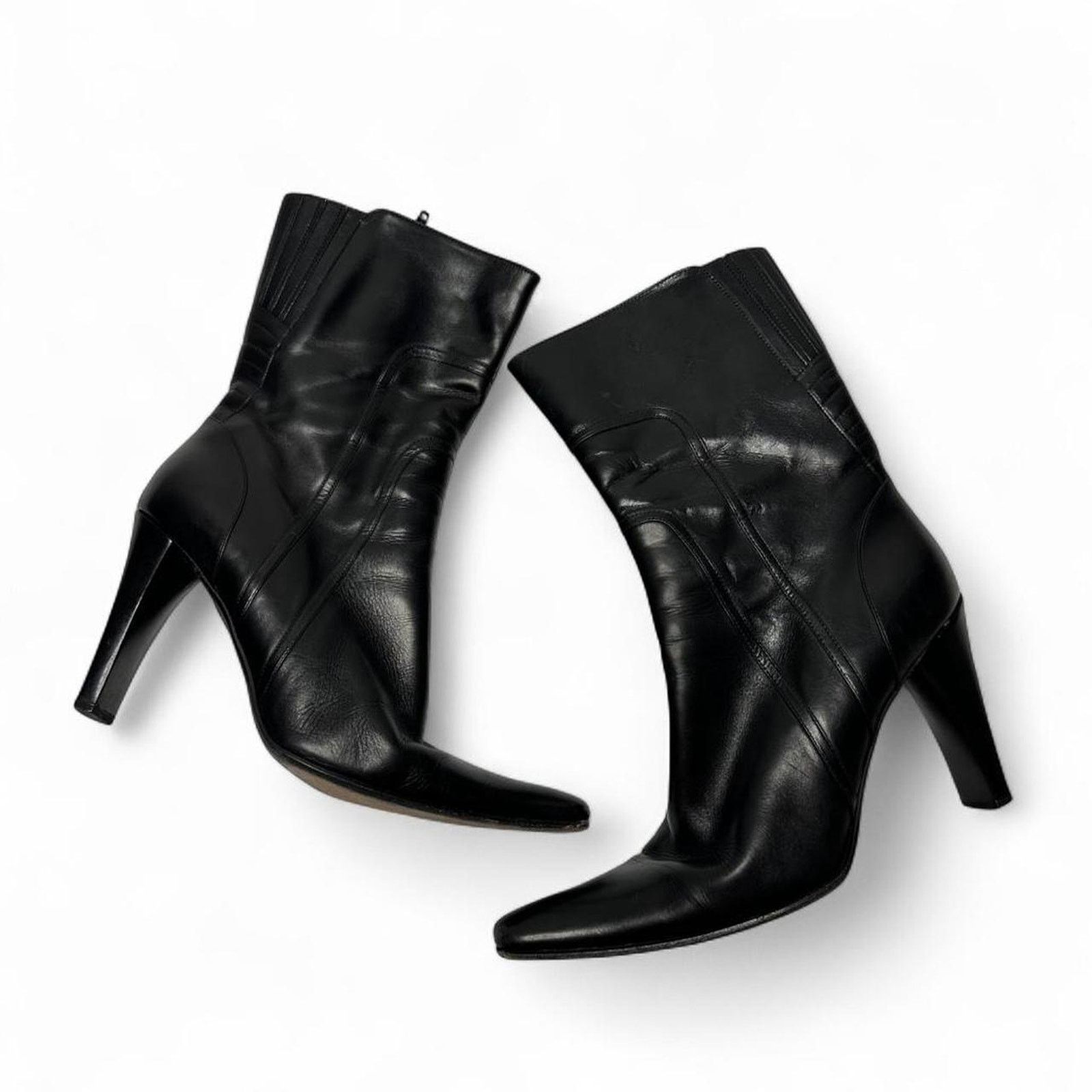 Other Via Spiga Print Black Leather High Heel Boots Size 7 Women Size US 7 / IT 37 - 1 Thumbnail