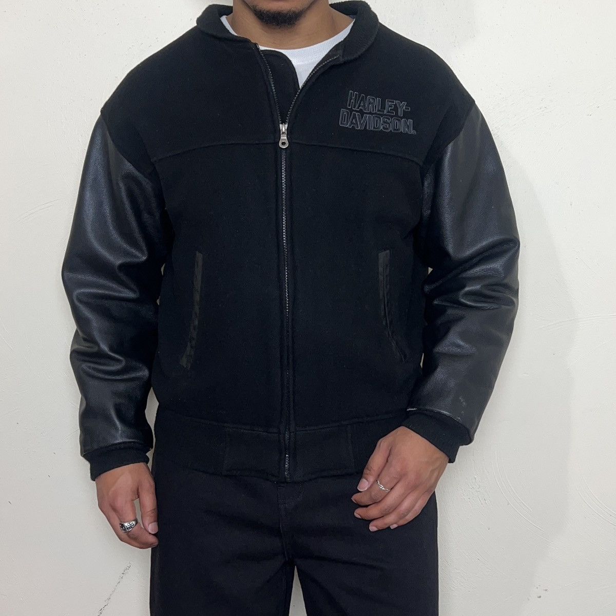 Harley Davidson × Vintage Harley Davidson Black Varsity Jacket Size US S / EU 44-46 / 1 - 8 Thumbnail