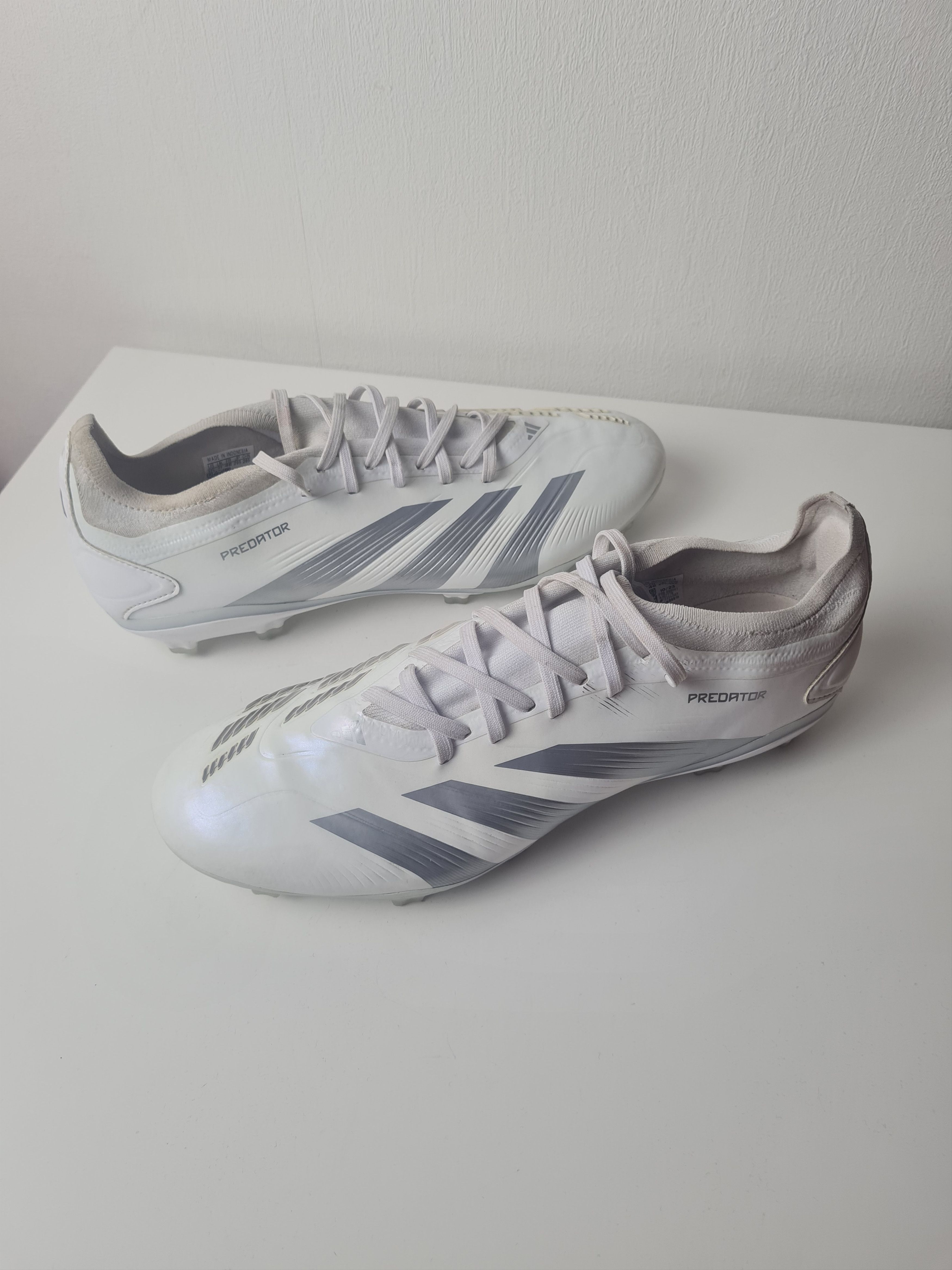 Adidas Football Soccer Adidas PREDATOR Pro FG Cleats White Silver Size US 12.5 / EU 45-46 - 1 Thumbnail
