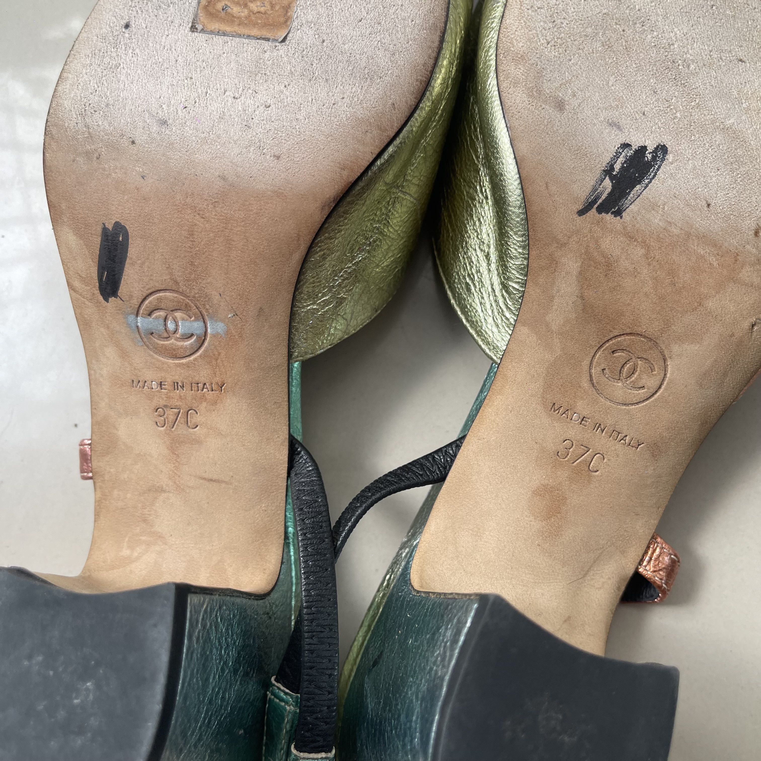 Chanel Chanel Multicolor Slingback Leather Sandals Size US 7 / IT 37 - 10 Thumbnail