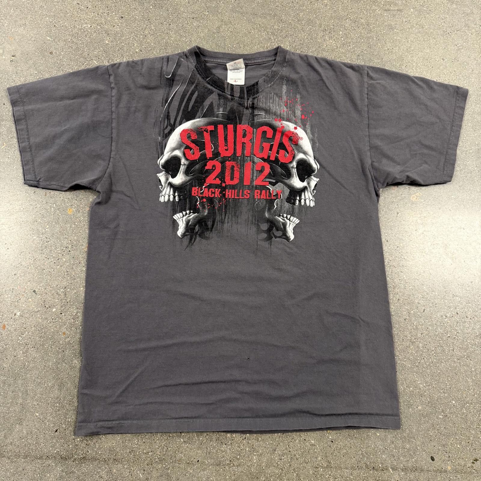 Anvil Sturgis 2012 Black Hills Rally Skulls Biker T-Shirt - L Size US L / EU 52-54 / 3 - 1 Thumbnail
