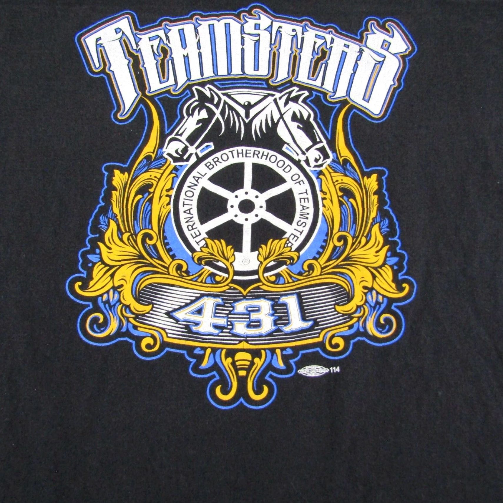 Vintage VINTAGE Teamsters Shirt Bayside Mens XL Black Cotton Knit Crew Neck Short Sleeve Logo Graphic Print USA 431 Fresno California USA Size US XL / EU 56 / 4 - 5 Thumbnail