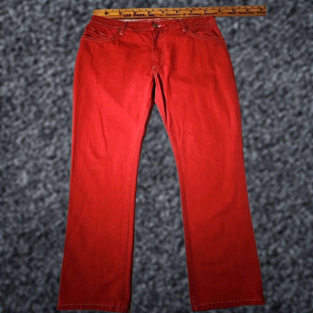 Denime Robins Jeans Mens 38 Red New Flap Denim Embellished Rhinestone Pocket USA Jeans Size US 38 / EU 54 - 1 Thumbnail