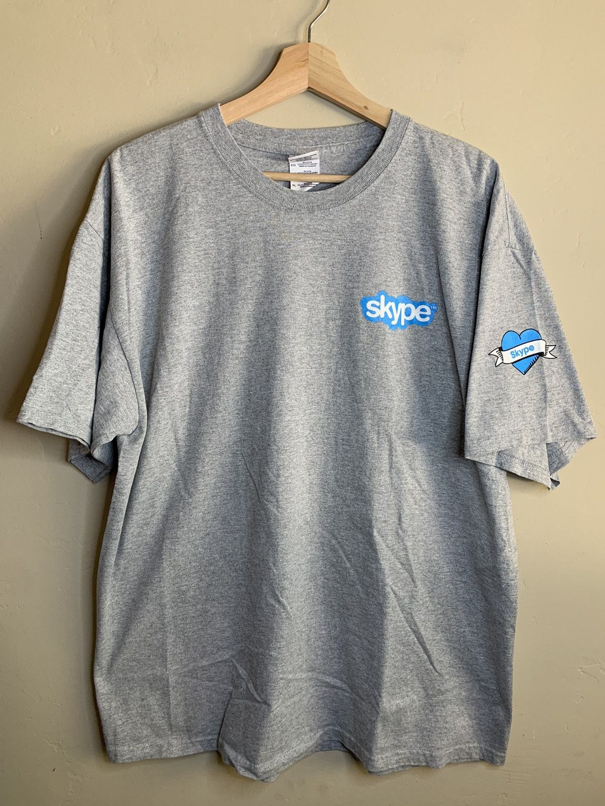 image of Art Vintage Skype Tech Promo T-Shirt - XL in Gray/Blue, Men's