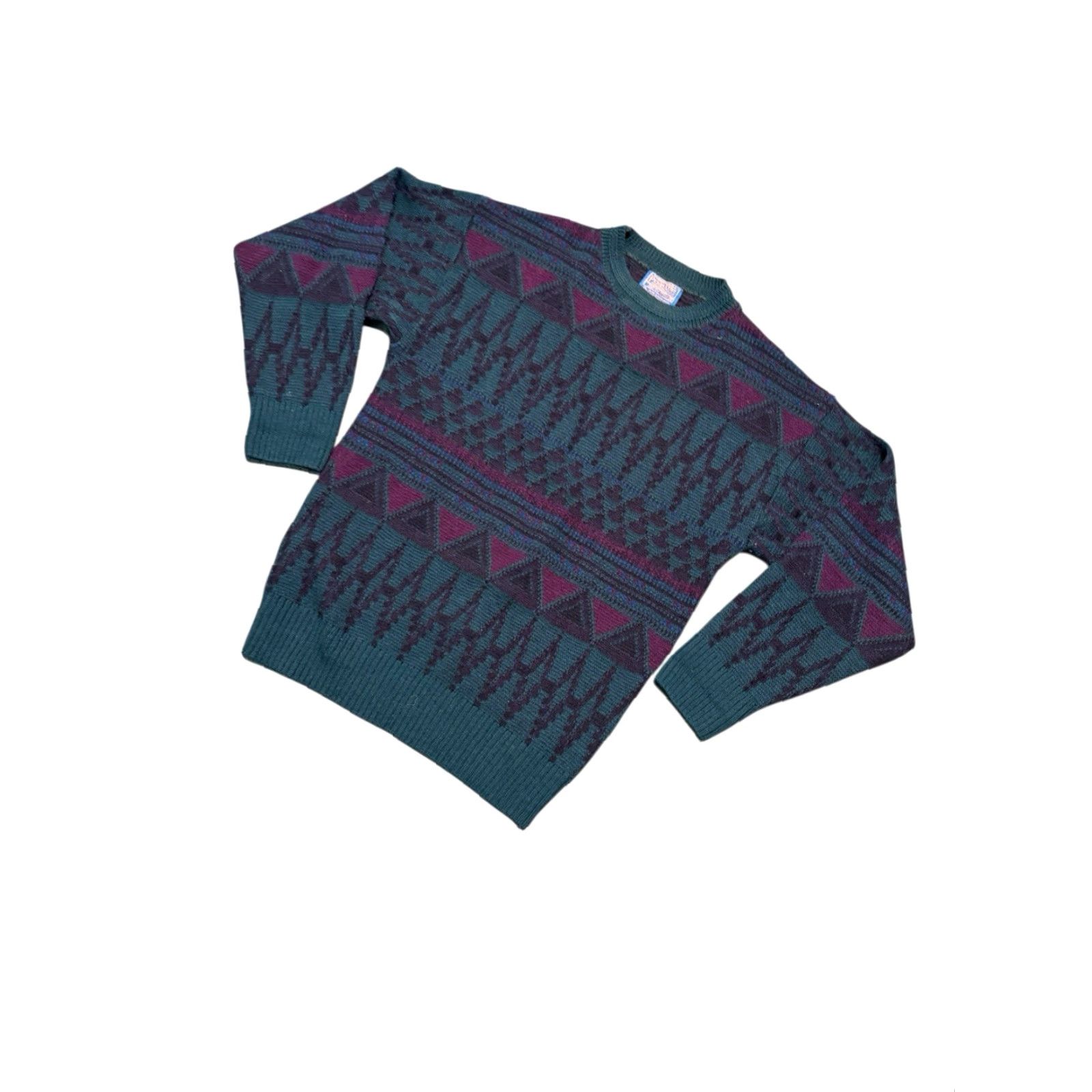 Pendleton VINTAGE Pendleton Sweater Mens Small Virgin Wool Aztec Geometric Teal Purple USA Size US XL / EU 56 / 4 - 5 Thumbnail