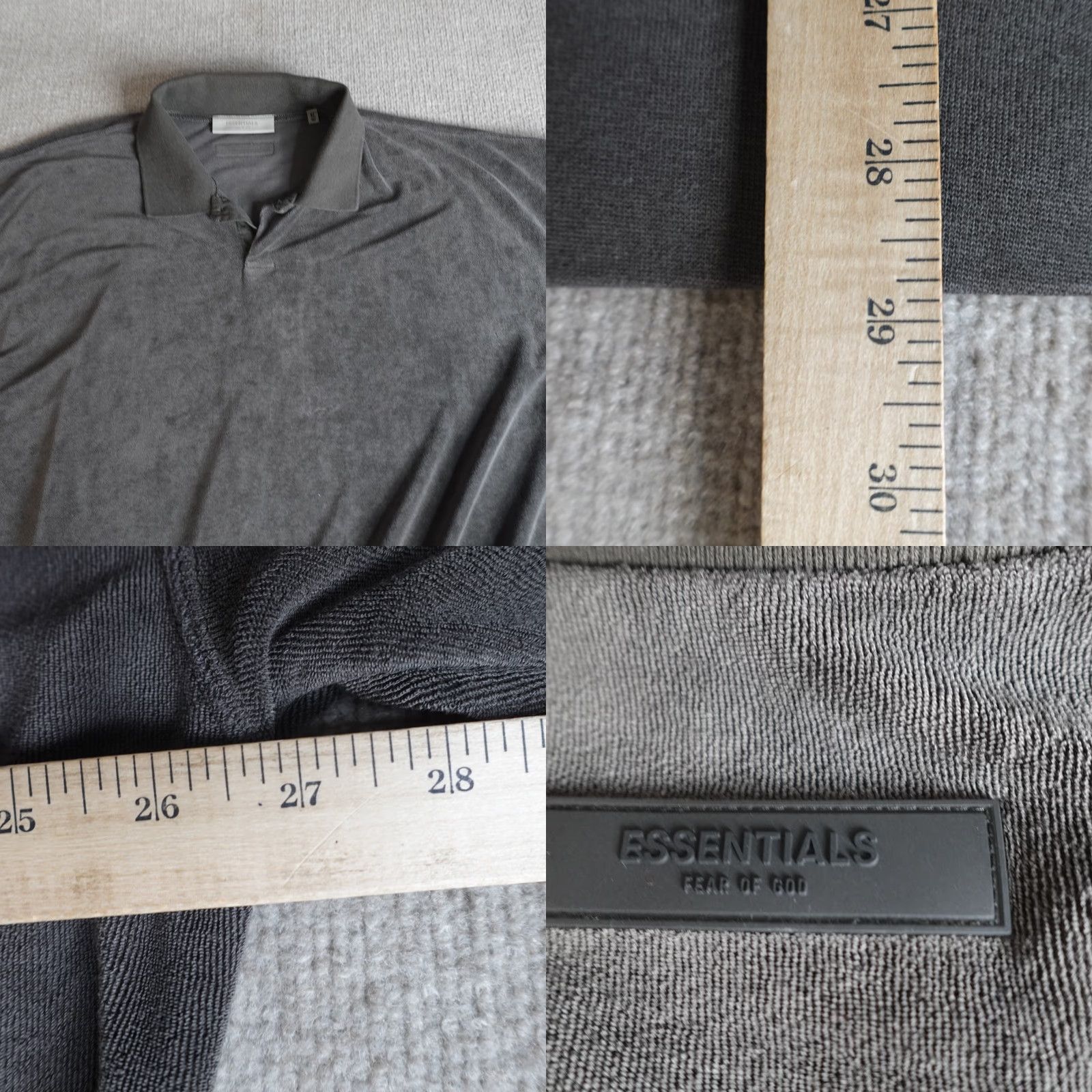 Fear of God Fear of God Essentials Polo Shirt XL Gray Solid Terry Cotton Blend Button-Down Collar Mens Polo Shirt Size US XL / EU 56 / 4 - 8 Thumbnail