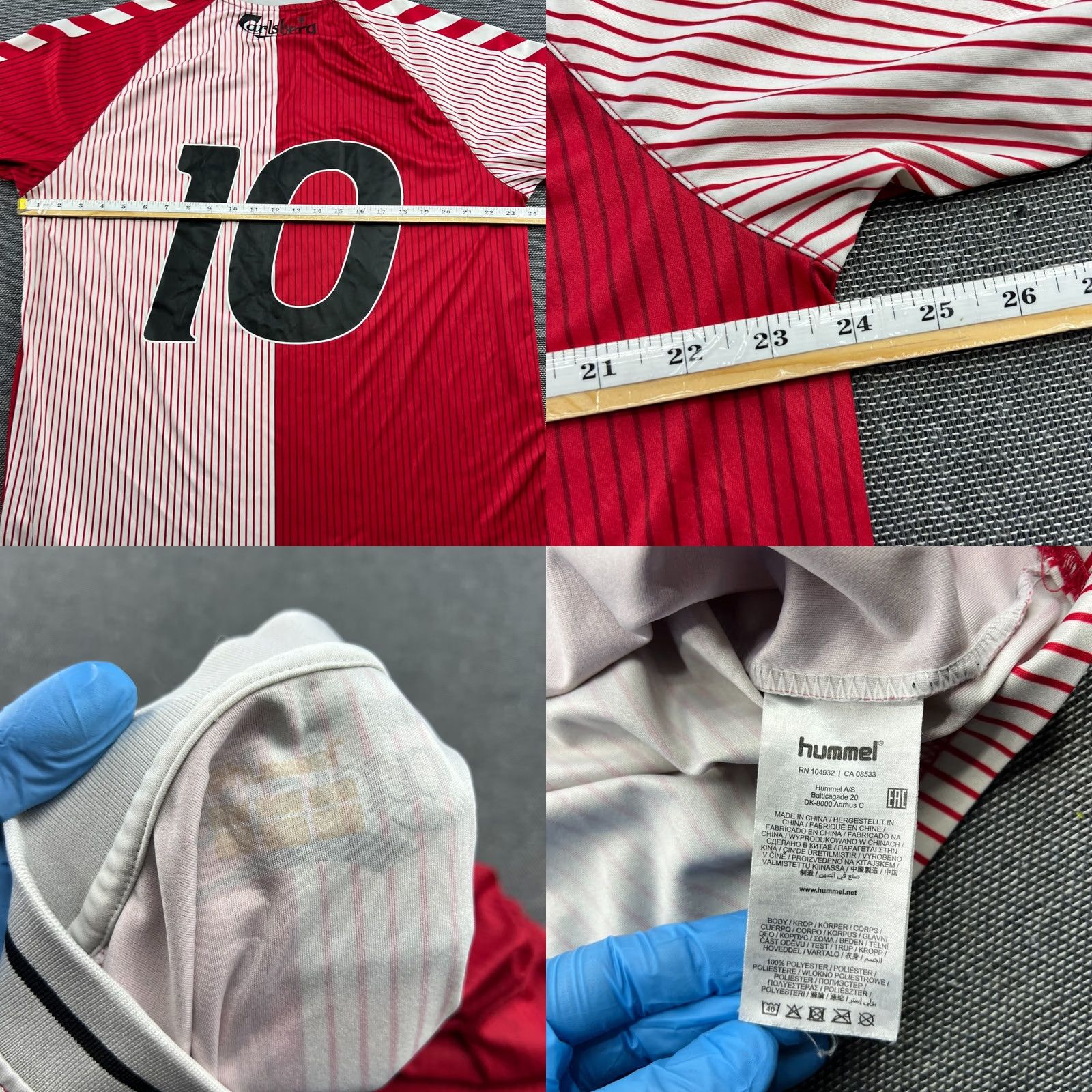 Hummel Hummel Denmark Football Jersey 1986 Preben Elkjaer #10 Shirt 2XL Multicolor Striped Short Sleeve Jersey Mens Size US XXL / EU 58 / 5 - 8 Thumbnail