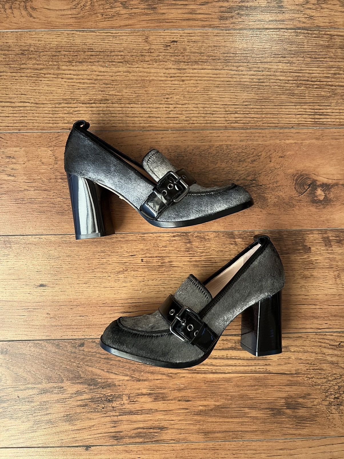image of Designer Ponyhair Printed Pumps Shoes in Grey, Women's (Size 7)