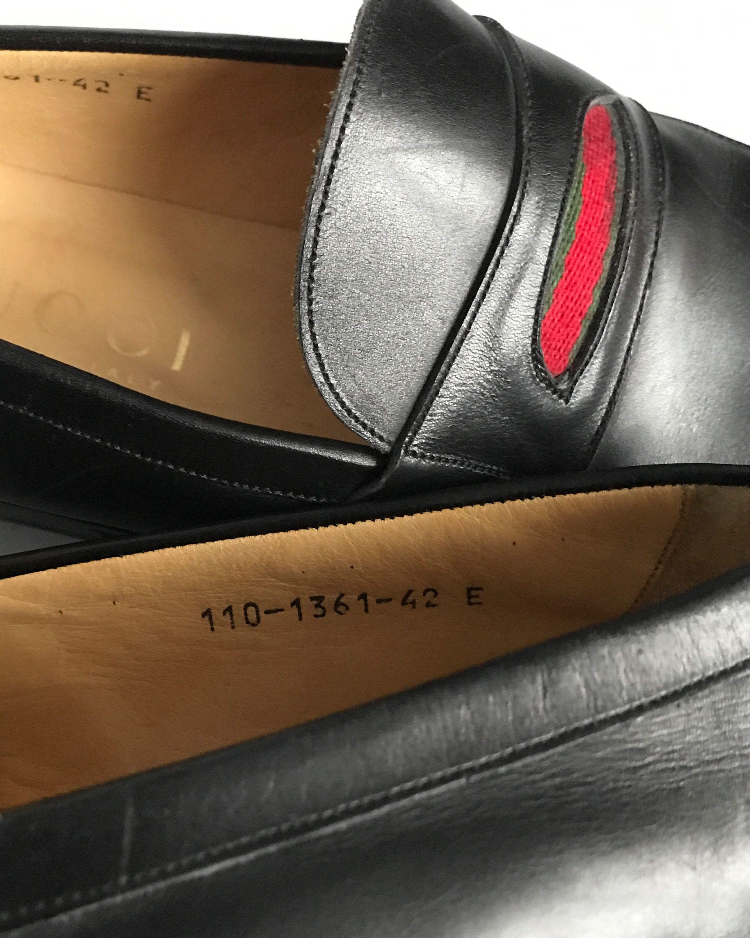 Gucci ICON GUCCI WEB SLIP ON LOAFERS BLACK SMOOTH LEATHER EU42 UK8 Size US 8.5 / EU 41-42 - 8 Thumbnail