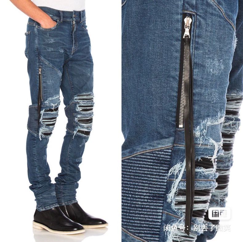 Amiri Amiri Washed mx2 Patched Leather Denim Pants Size US 28 / EU 44 - 2 Thumbnail