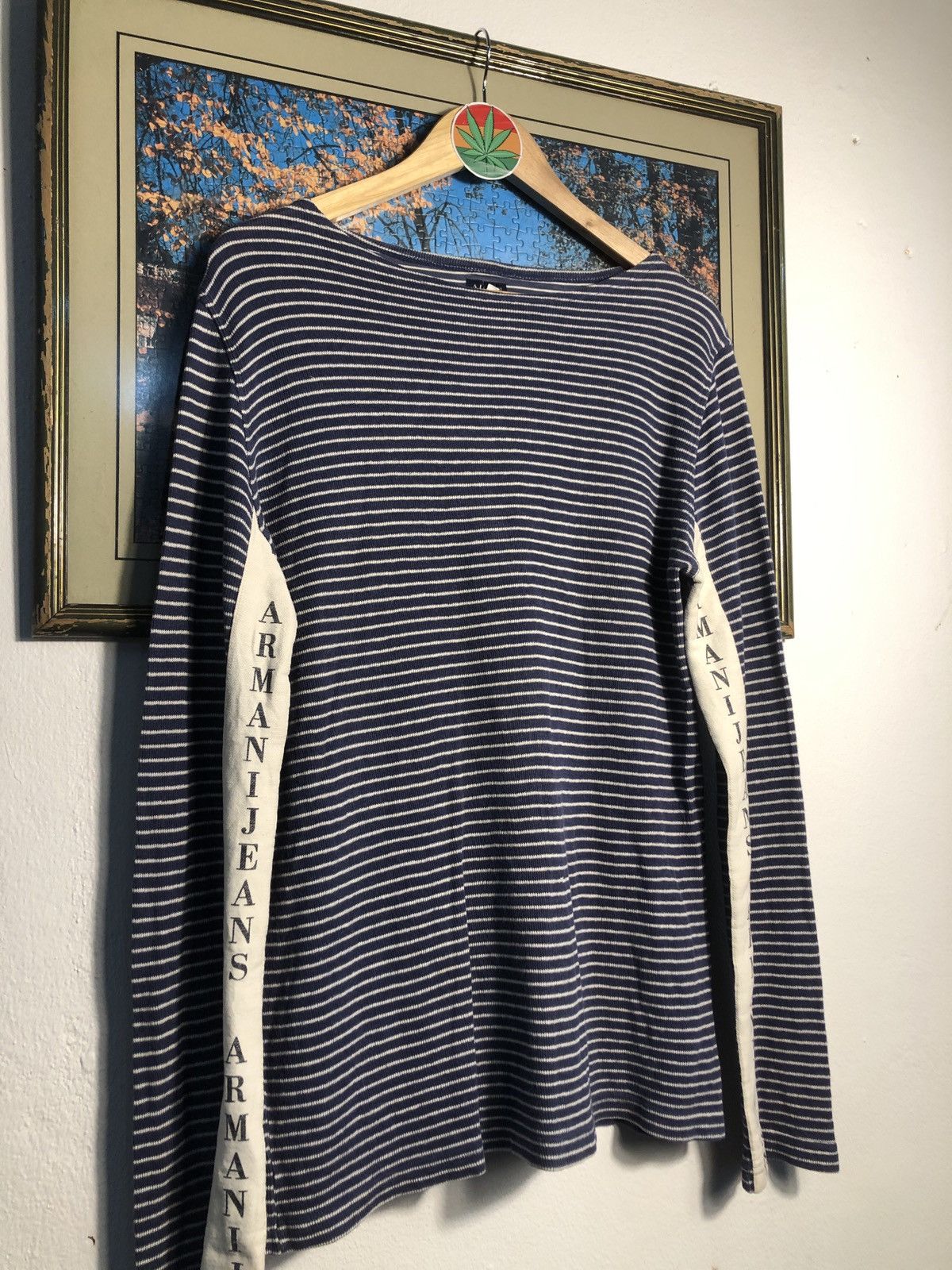 Armani × Japanese Brand ARMANI JEANS LONGSLEEVE STRIPE Size US L / EU 52-54 / 3 - 7 Thumbnail