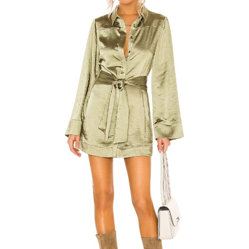 Camila Coelho Camila Coelho Priscilla Mini Dress in Sage, Size XS Size XS / US 0-2 / IT 36-38 - 1 Thumbnail