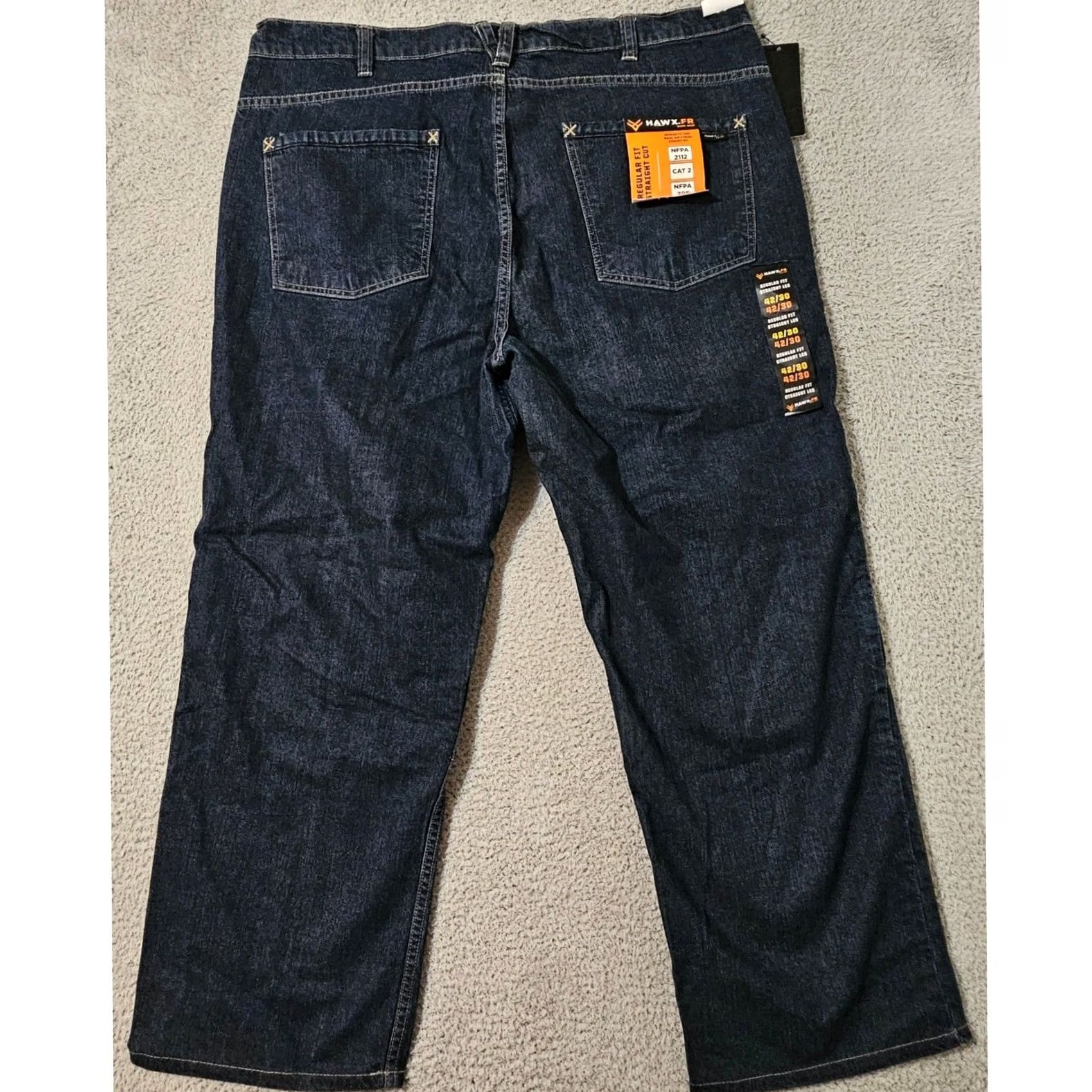 Vintage Hawx Men's Blue Jeans Straight Cut Regular Fit 42x30 Cat2 NFPA 2112 70e Size US 42 / EU 58 - 2 Thumbnail