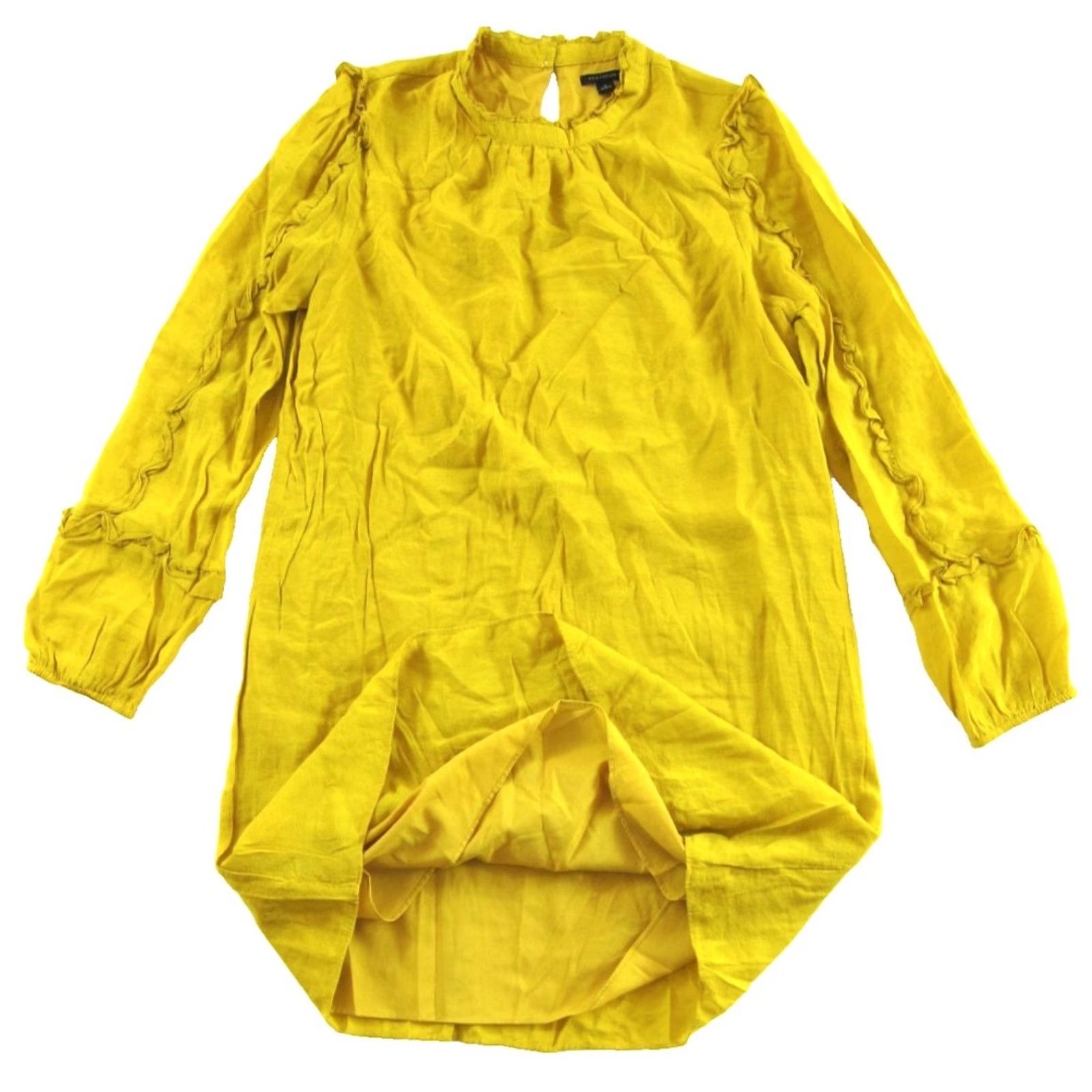 Ann Taylor ANN TAYLOR Tunic Smock Dress Shirt 14 Yellow Linen Rayon Lined Knee Length - Size XL / US 12-14 / IT 48-50 - 5 Thumbnail