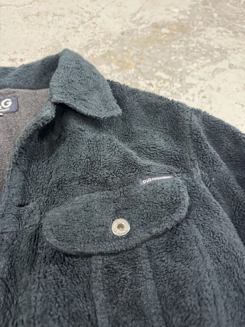 Dolce & Gabbana × Vintage 2000s Dolce & Gabbana Black Plush Fleece Trucker Jacket Size US M / EU 48-50 / 2 - 9 Thumbnail