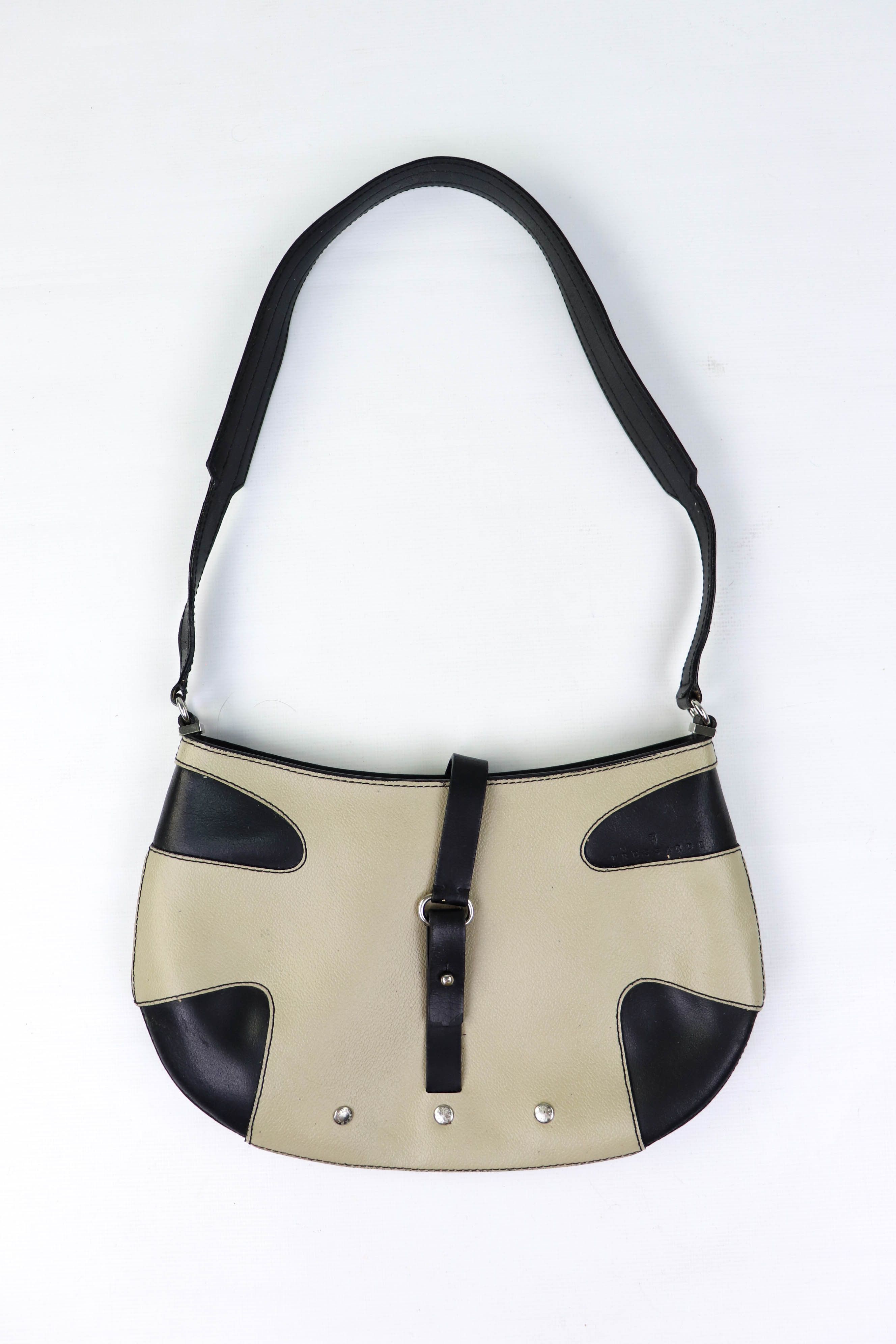 Trussardi Made In Italy Mini Leather Shoulder Bag in Beige, Women's