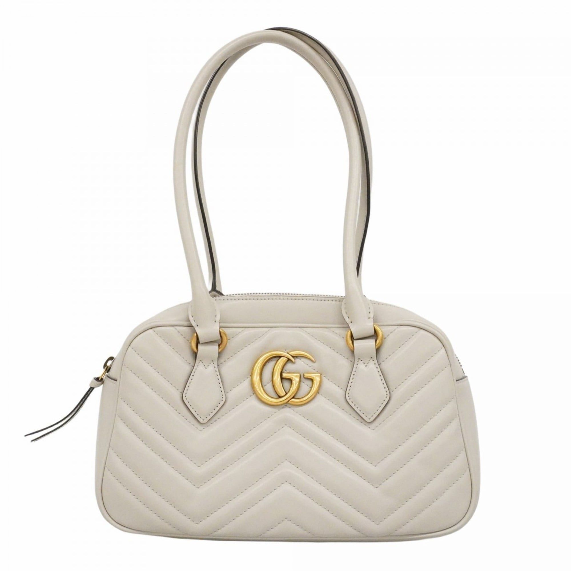 Gucci GG Marmont Shoulder Bag 795199 Leather Greige Women's P2544108