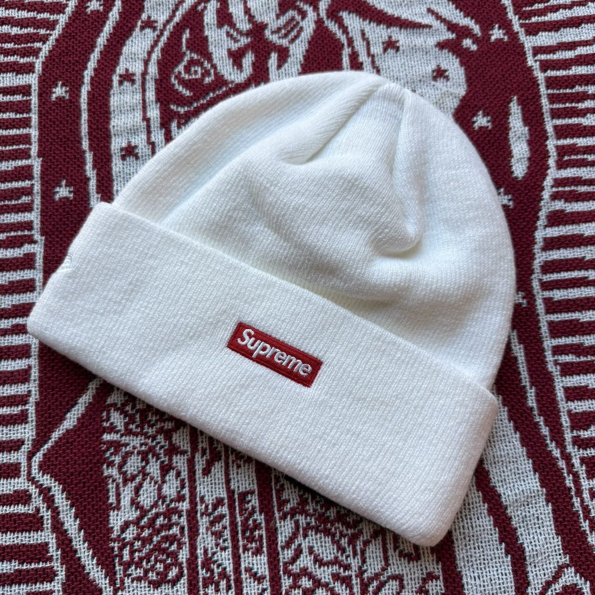 New Era × Supreme FW20 Supreme x New Era S Logo Beanie White Small Box Logo Size ONE SIZE - 3 Thumbnail