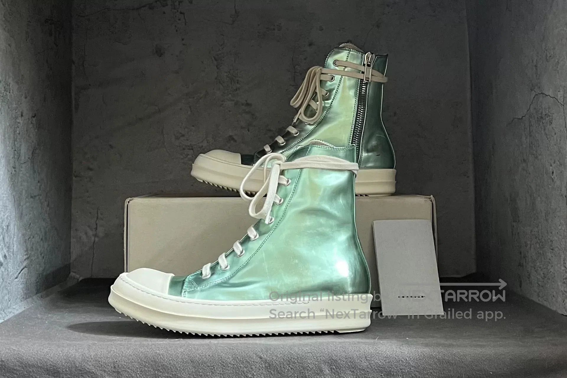 Rick Owens rick owens green mirrored sneaker high. Size US 6.5 / EU 39-40 - 5 Thumbnail