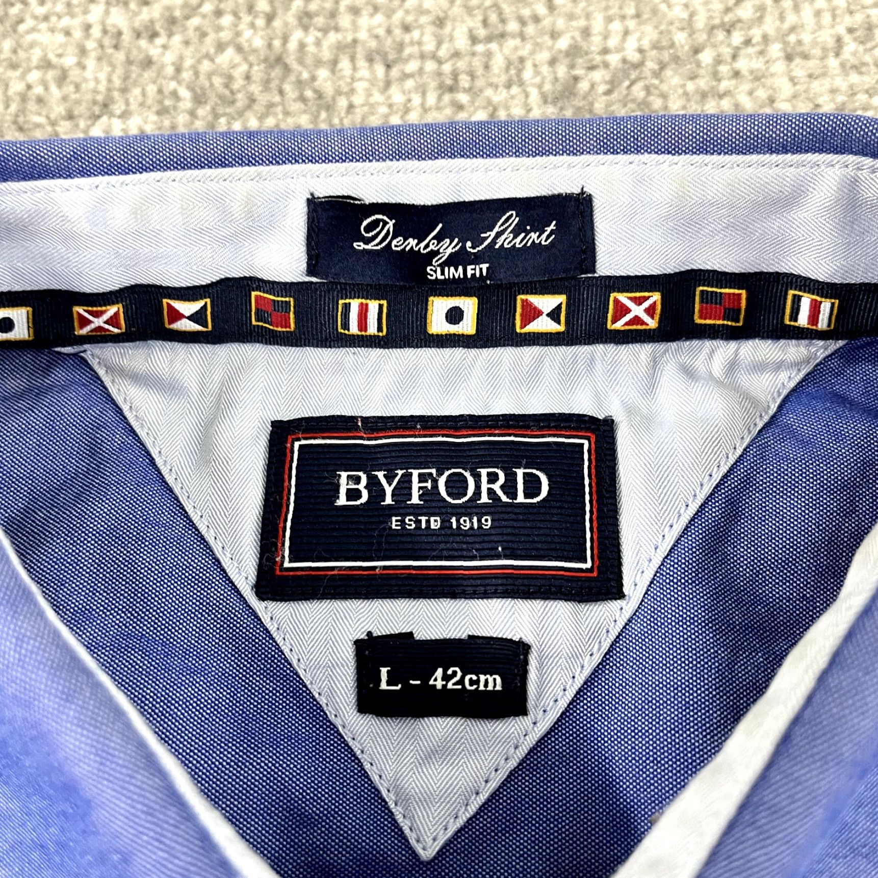 Vintage Byford Shirt Mens Large Blue Slim Fit Button-Up Dress Long Sleeve Mens Size 42R - 3 Thumbnail