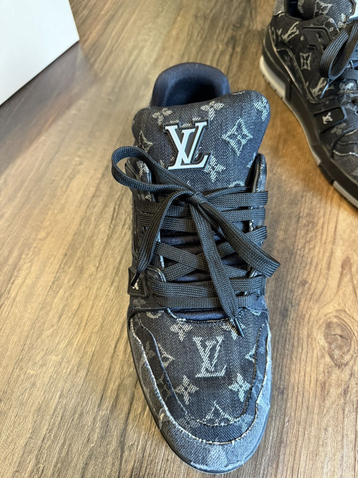 Louis Vuitton Louis Vuitton LV Trainer Black Monogram Denim Size US 12 / EU 45 - 5 Thumbnail