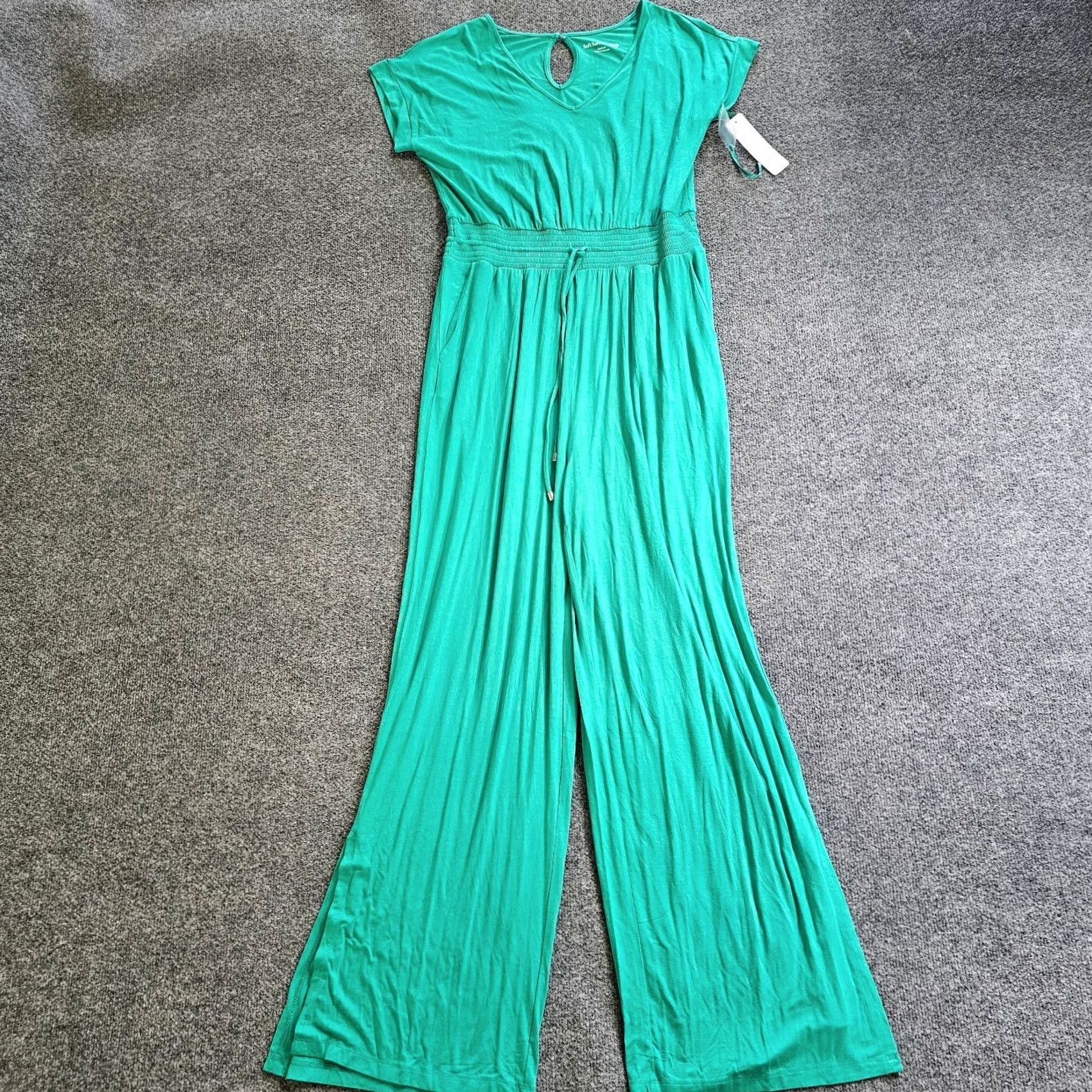 Soft Surroundings Soft Surroundings Jumpsuit Womens M Green Short Sleeve Stretch Pull On Size 32" / US 10 / IT 46 - 2 Thumbnail