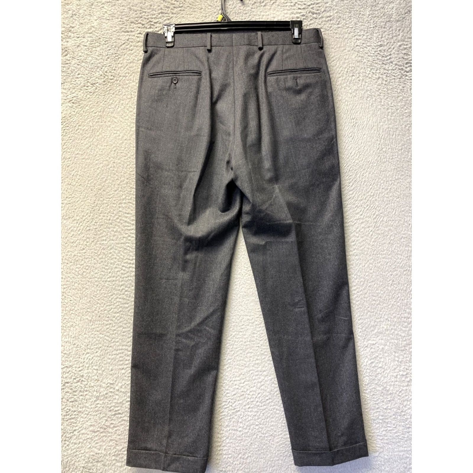 Vintage Anderson Morton Dress Pants Men’s 34x32 Gray Wool Flat Front Zipper Casual Dress Pants Classic Fit Slash Pockets Italy Size US 34 / EU 50 - 6 Thumbnail
