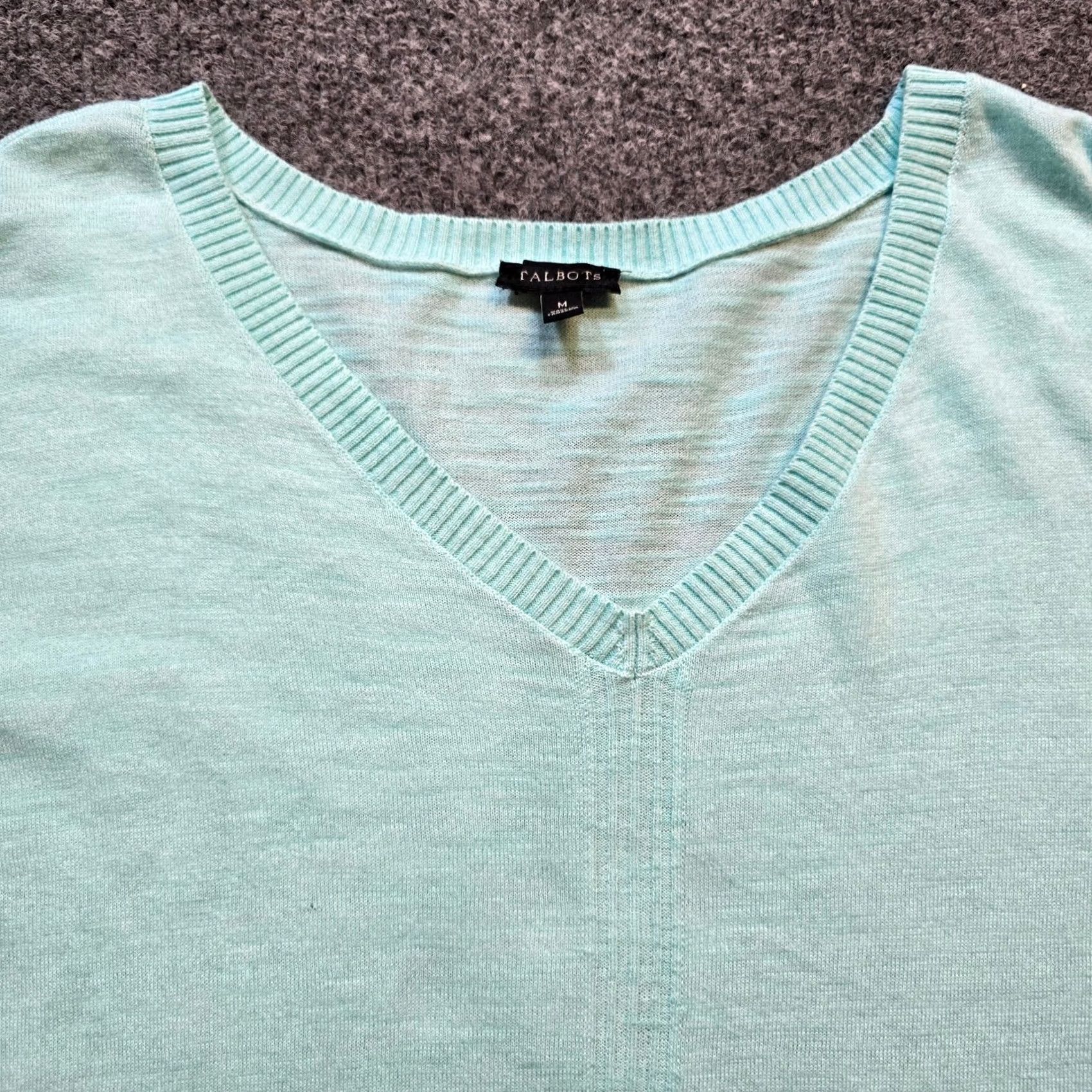 Talbots Talbots Sweater Top Women Medium Green Knit Stretch V Neck 3/4 Sleeve Casual Size M / US 6-8 / IT 42-44 - 2 Thumbnail