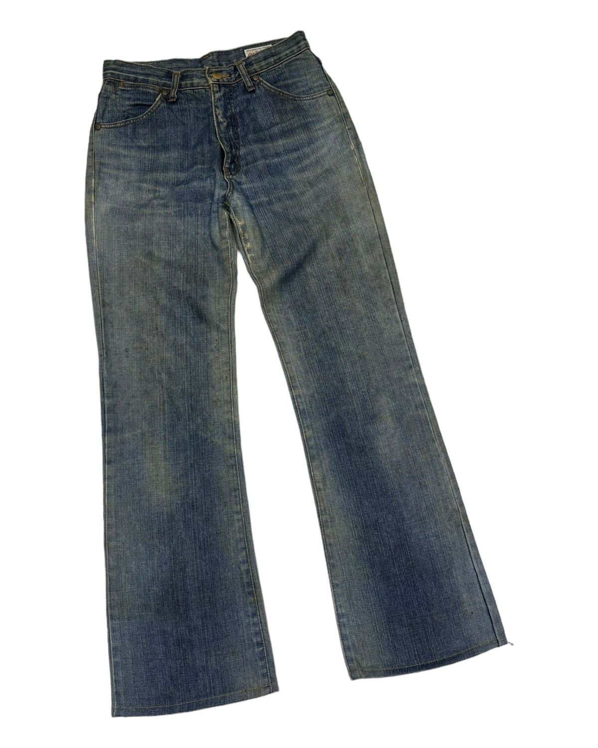 If Six Was Nine Vintage Wrangler Mud Wash Flare Jeans Distressed Denim Size 27" / US 4 / IT 40 - 3 Thumbnail