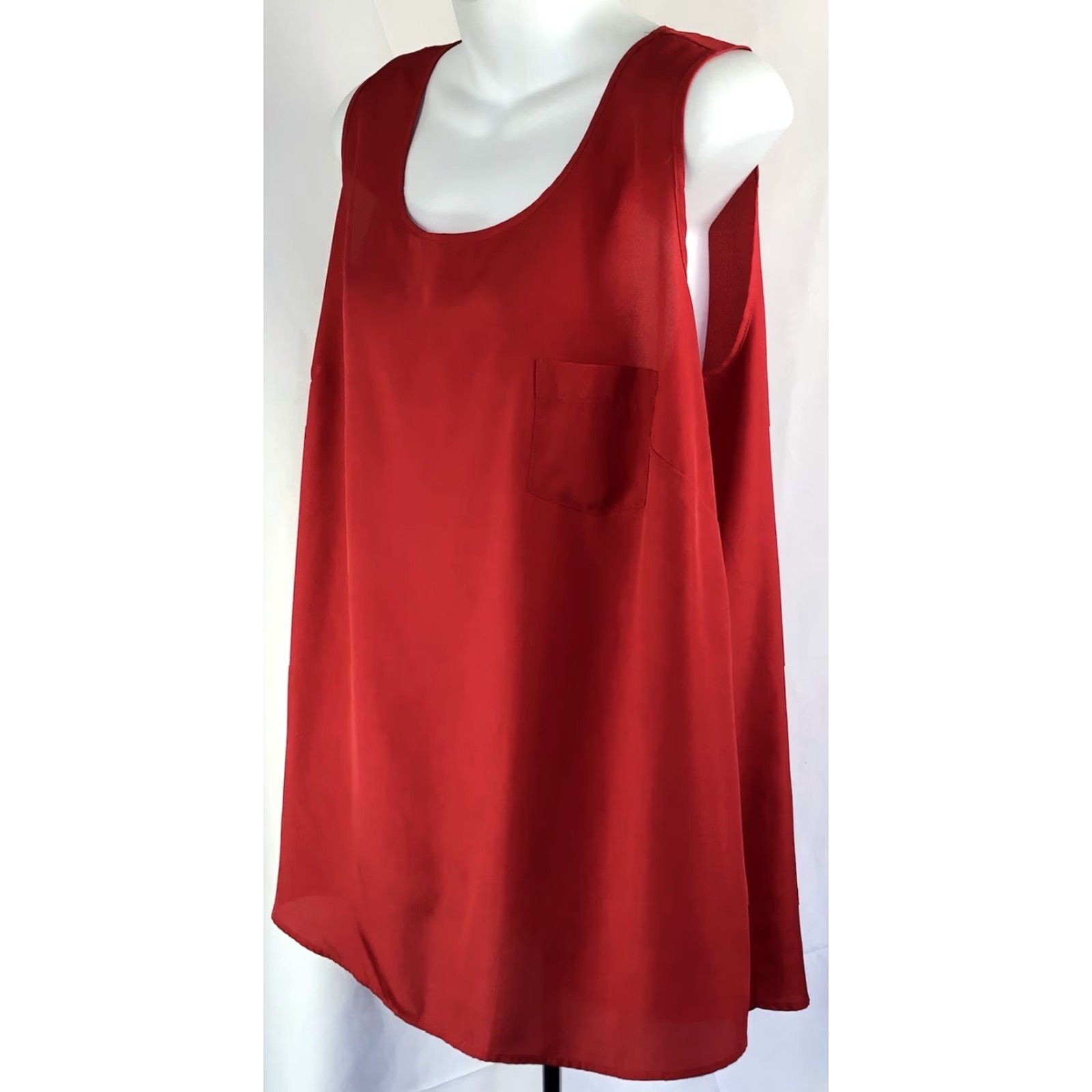 Faded Glory Faded Glory Tank Top Sleeveless Red 20W 2X Scoop Neck Pocket Flowy Valentine Women Shirt Adult Plus Size XS? Size 3XL / US 20-22 - 3 Thumbnail