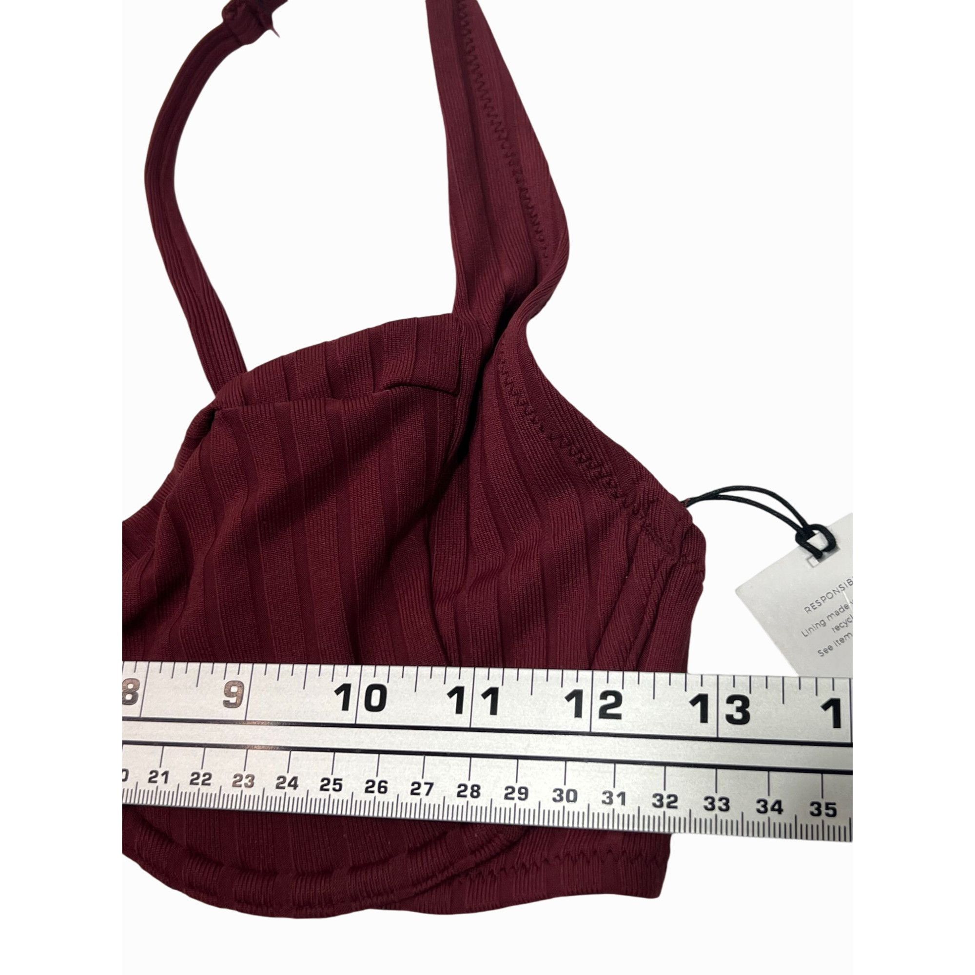 Other Shade & Shore - Women's Ribbed Bikini Top - Dark Red - 34C Size ONE SIZE - 4 Thumbnail