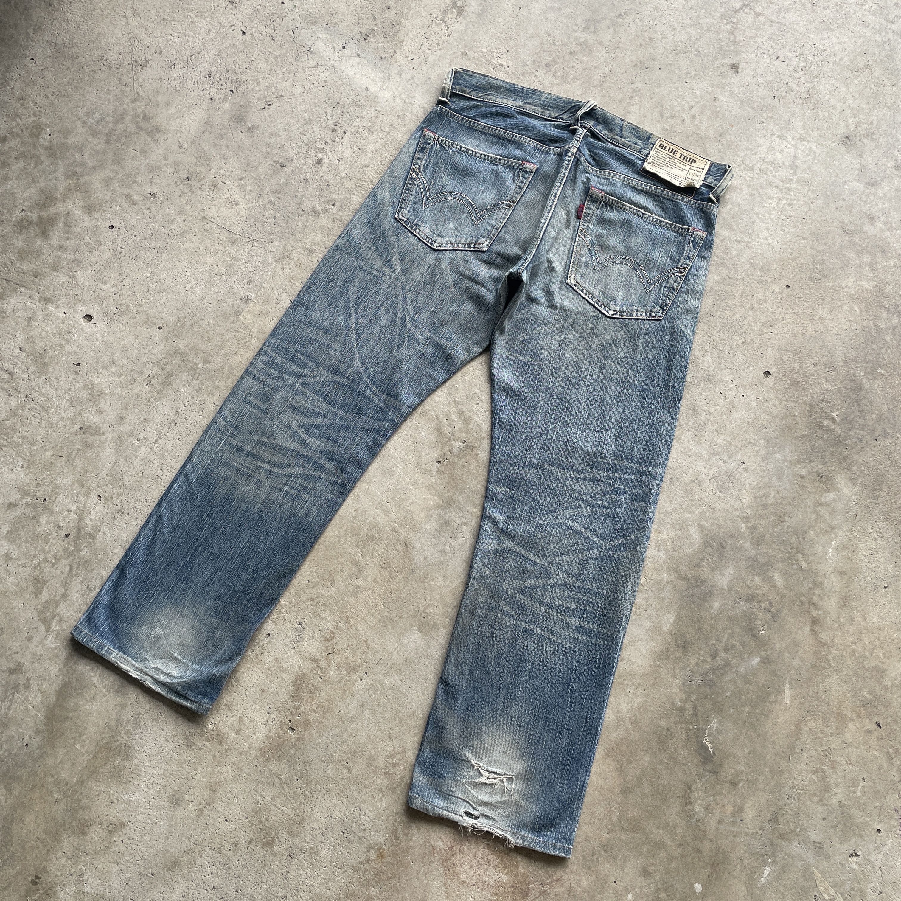 Edwin VINTAGE EDWIN DISTRESSED BAGGY JEANS FADED DENIM PANTS W37 Size US 37 - 2 Thumbnail